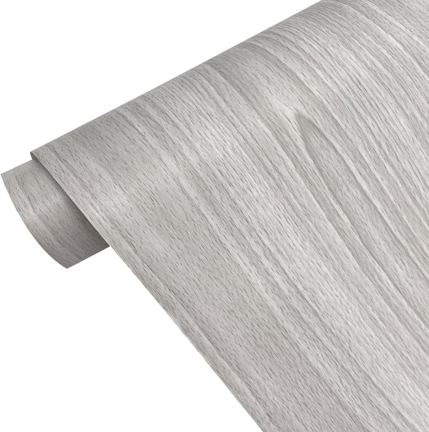 Rollo de papel tapiz de 14.8 pies de grano de madera gris claro para estante y cajón de 17.7 x 177 pulgadas, PVC autoadhesivo, decoración de Navidad
