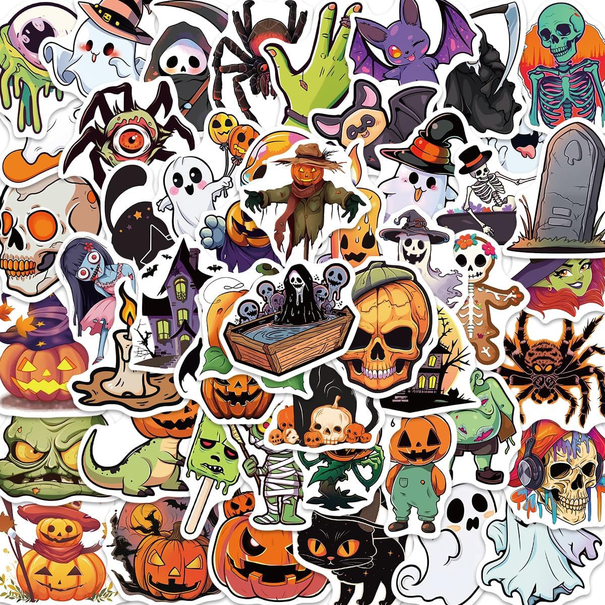 Paquete de 50 calcomanías de Halloween para adolescentes, niños y adultos, impermeables, regalos decorativos para botellas de agua, laptop,