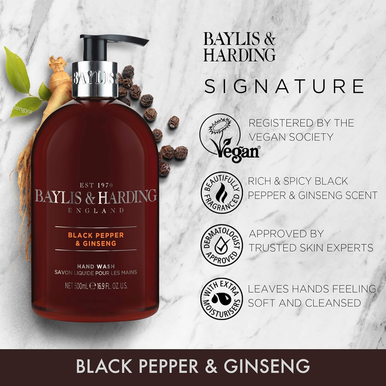 Baylis & HardingMen ‘s Black Pimienta y Ginseng Wash & Mano Loción Set de regalo
