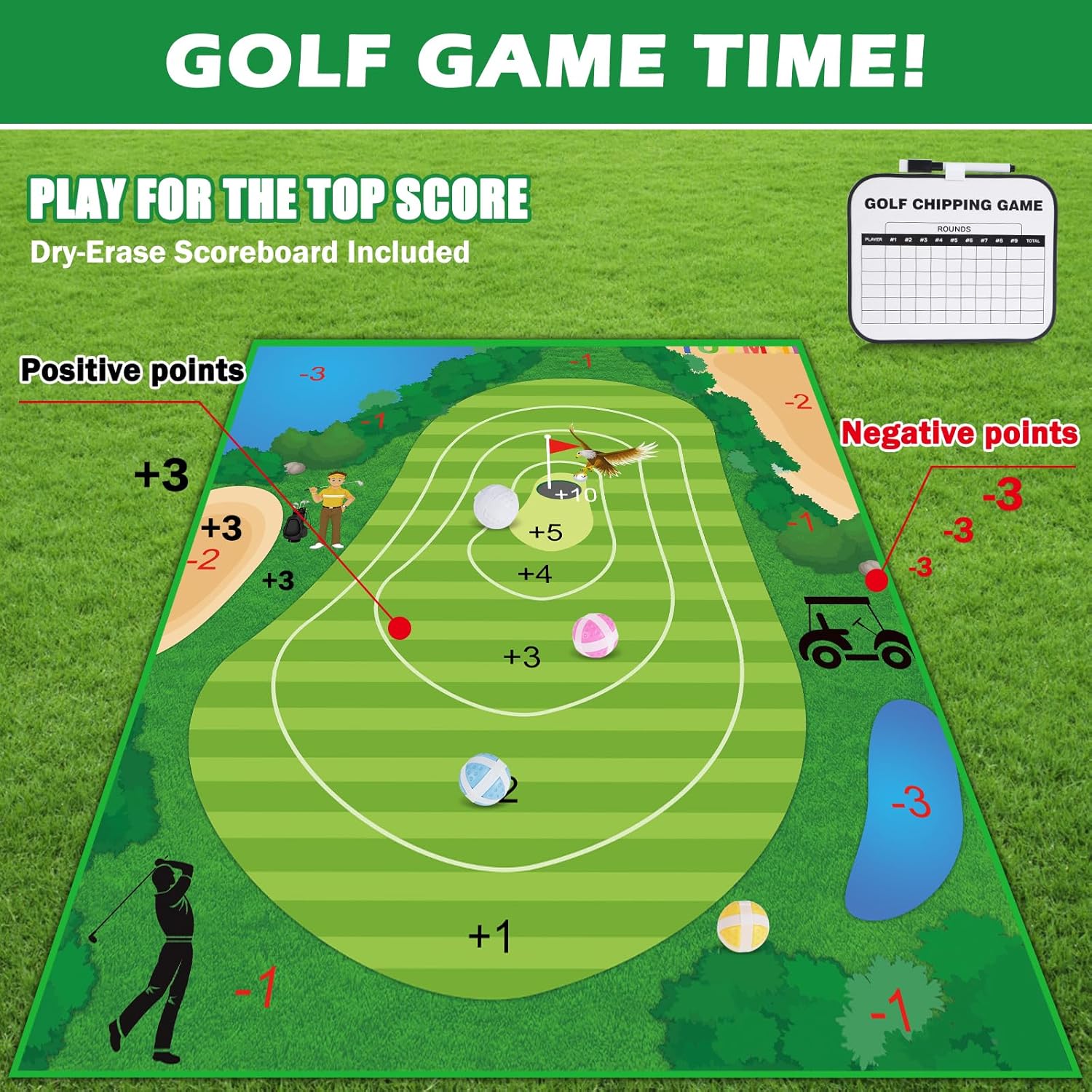 Alfombrilla de juego de astillado de golf, tapetes de práctica de golf para interiores y exteriores, juegos para adultos y familia, juego de golf