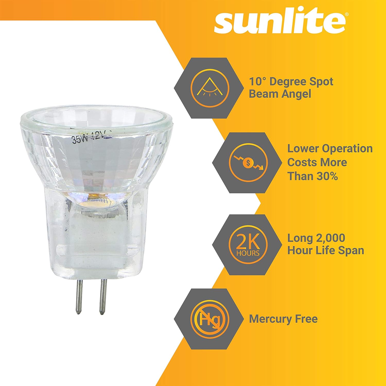 Sunlite 35MR8CGG4SP12V6PK halógeno 35W 12V MR8 Focos reflector de cuarzo (paquete de 6)