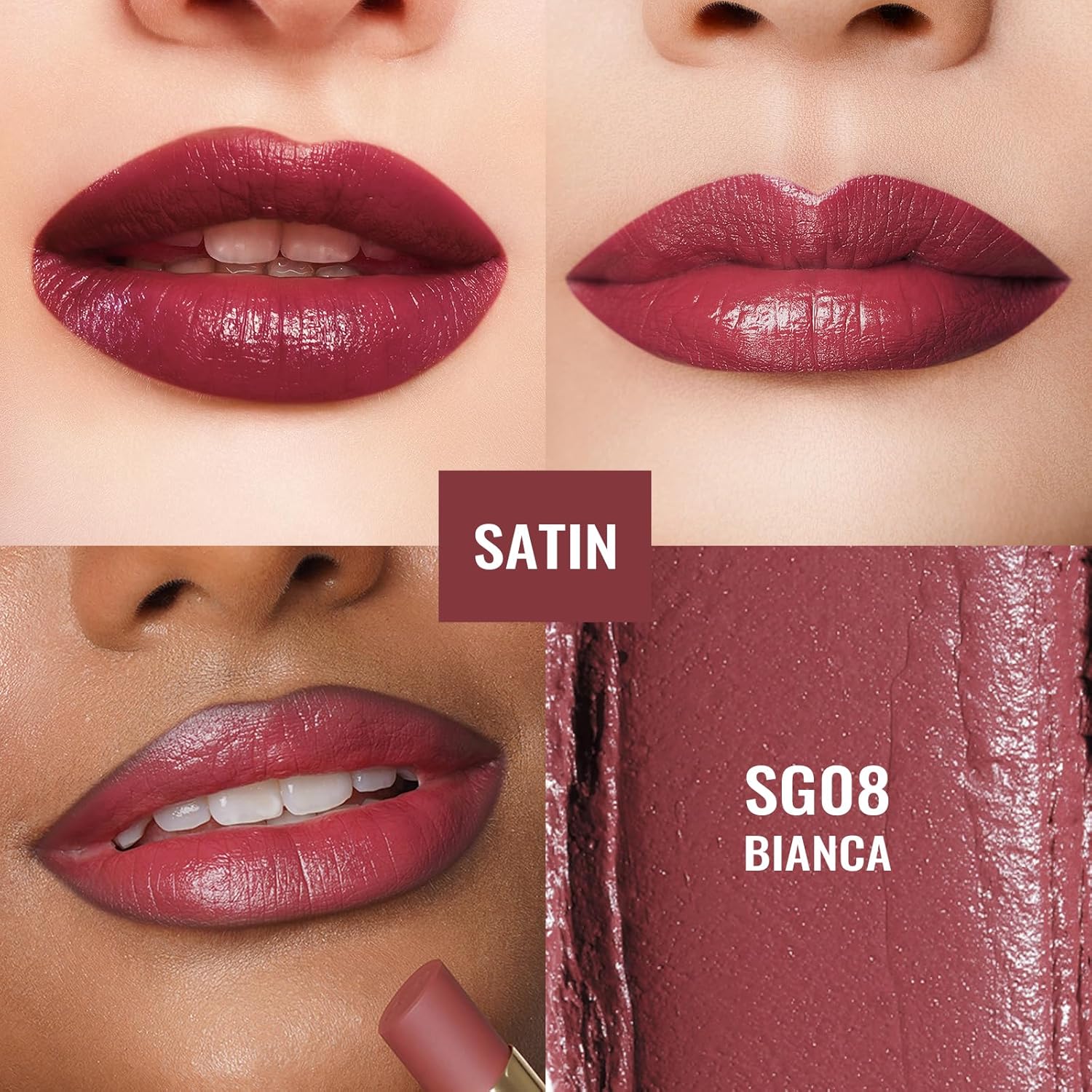 Oulac Lápiz labial crema para mujer, color ciruela de larga duración, color de labios de cobertura completa, hidratante, acabado satinado, cremoso,