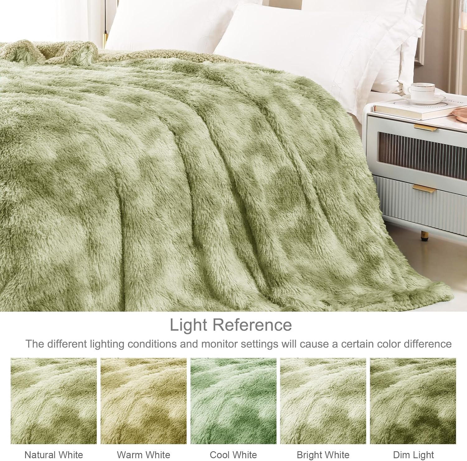 Exclusivo Mezcla Manta de cama de piel sintética tamaño Queen, súper suave, mullida y afelpada, reversible, manta de forro polar Sherpa y mantas