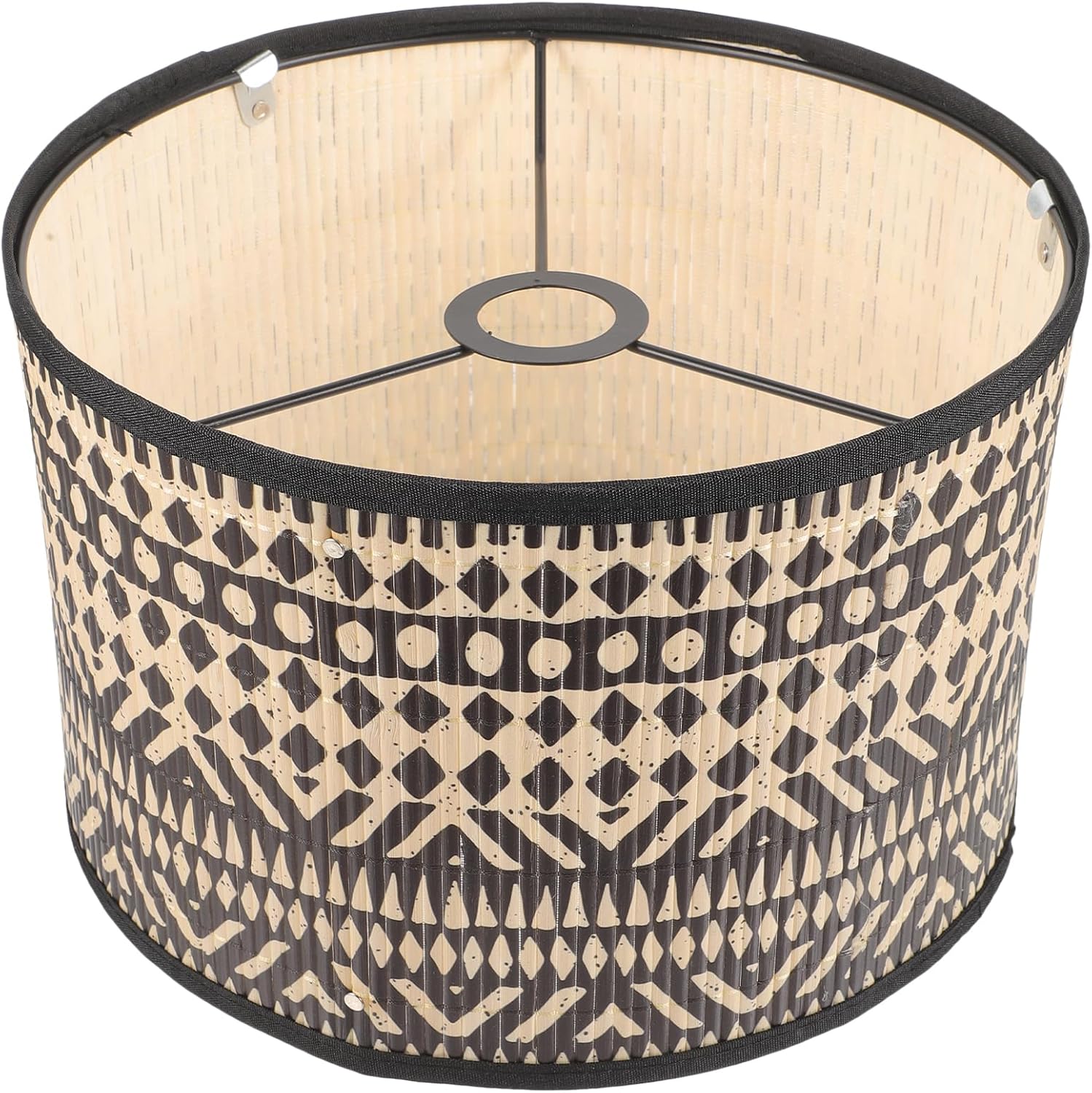 Pantalla de lámpara de bambú, pantalla de tambor vintage, pantalla de mesa, cubierta de lámpara de araña, accesorio de luz de repuesto para lámparas