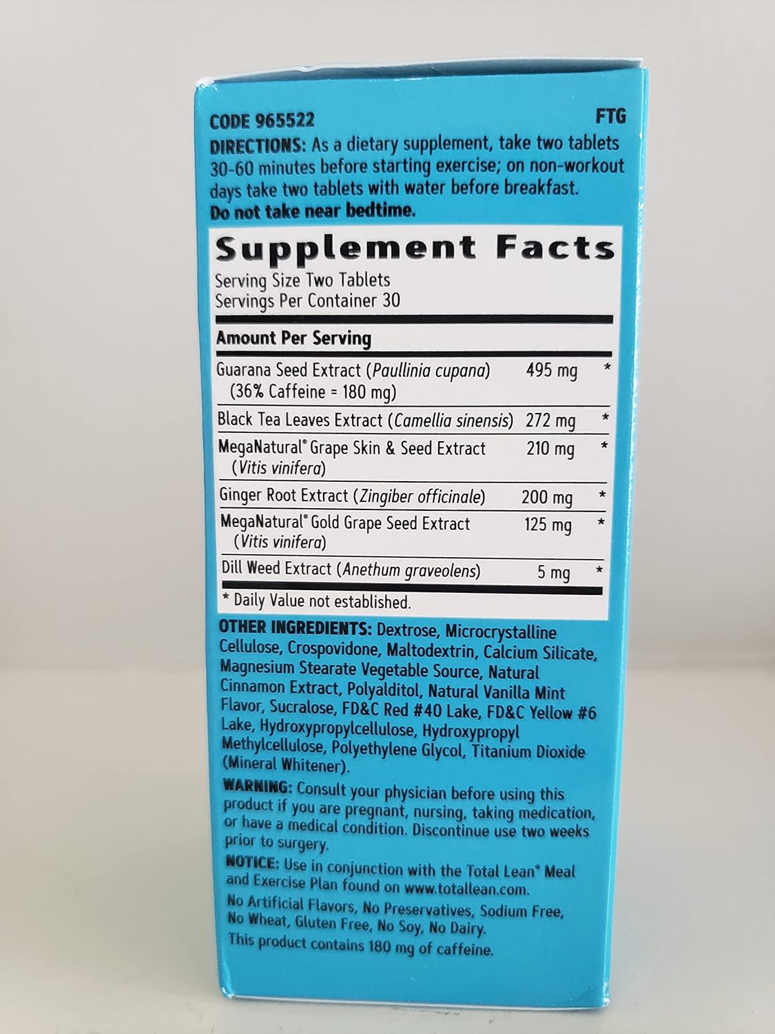 GNC Total Lean Burn 60 – Sabor a Canela, 60 tabletas por botella, termogénico para aumentar la energía y el metabolismo