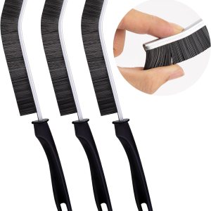 UNBLA Cepillo de limpieza de hendiduras de cerdas duras negras, juego de 3 piezas, ideal para baño, cocina, azulejos, limpieza profunda, riel de UNBLA Cepillo de limpieza de hendiduras de cerdas duras negras, juego de 3 piezas, ideal para baño, cocina, azulejos, limpieza profunda, riel de