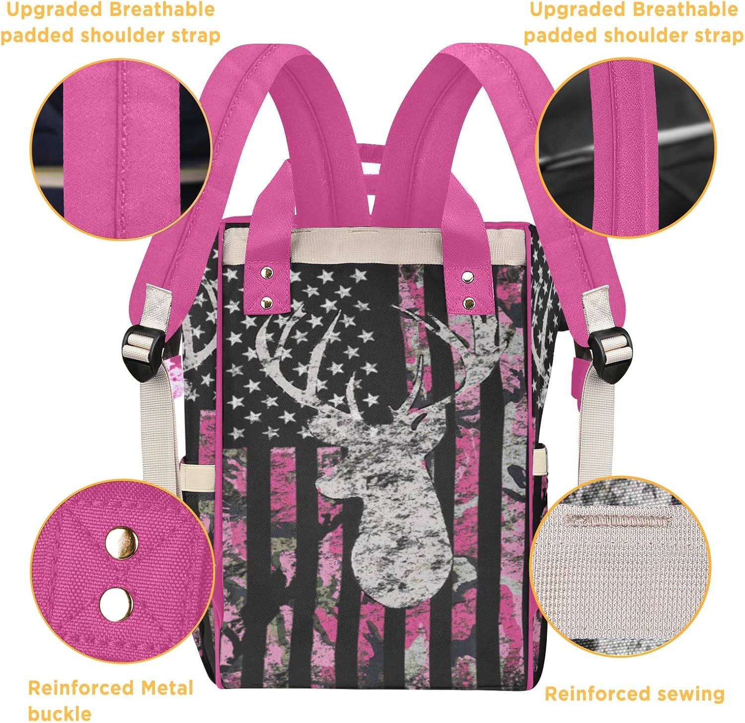 Mochila para pañales, mochila para bebé niña con nombre, Multi2, 10.83″L x 6.69″W x 15″H