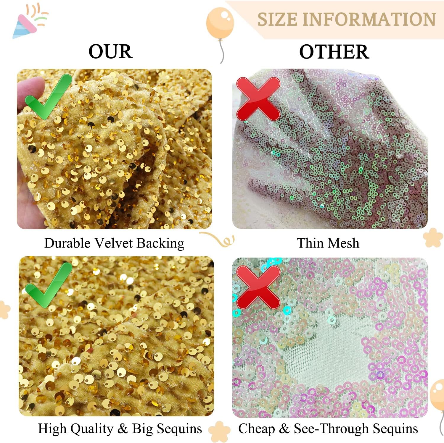 The Yard – Tela de lentejuelas bordadas de terciopelo dorado con lentejuelas grandes, material de secuencia de 1 yarda, tela brillante para coser