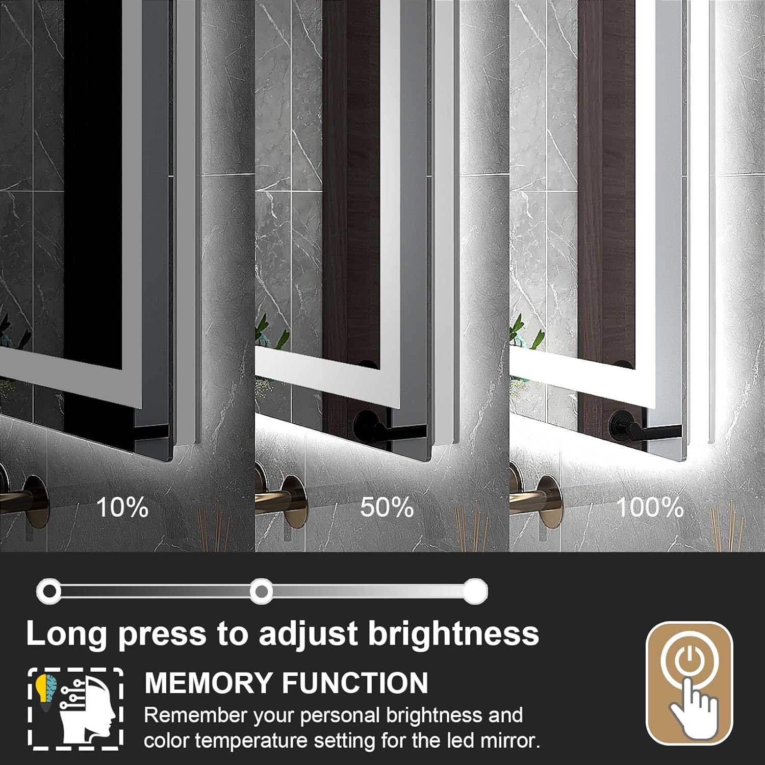 Twalsu Espejo LED de 36 x 28 pulgadas para baño con tiras LED dobles, espejos iluminados delanteros y retroiluminados para pared de baño, 3 colores