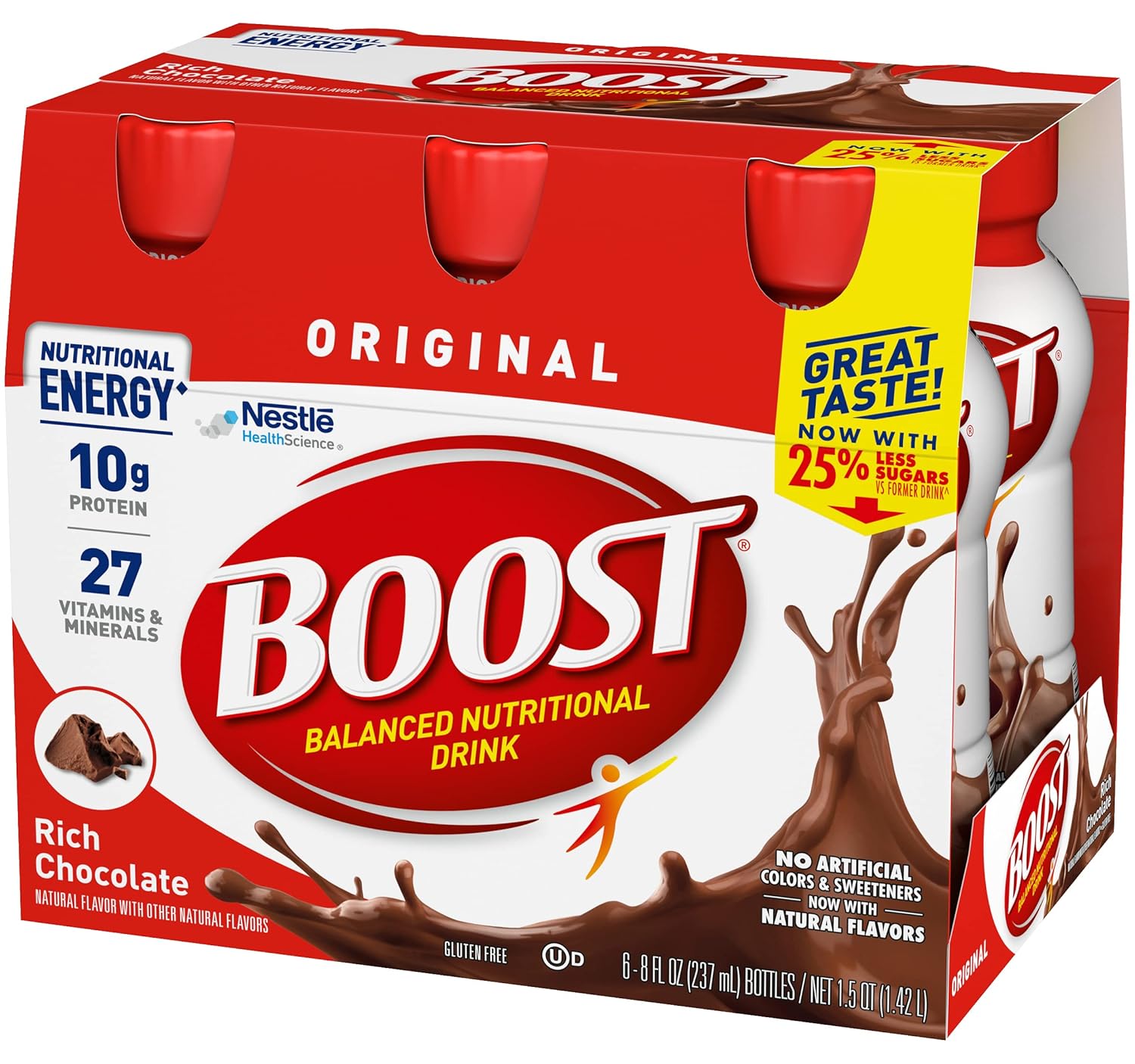 Boost Bebida nutricional completa original (8 onzas líquidas (paquete de 2), chocolate)