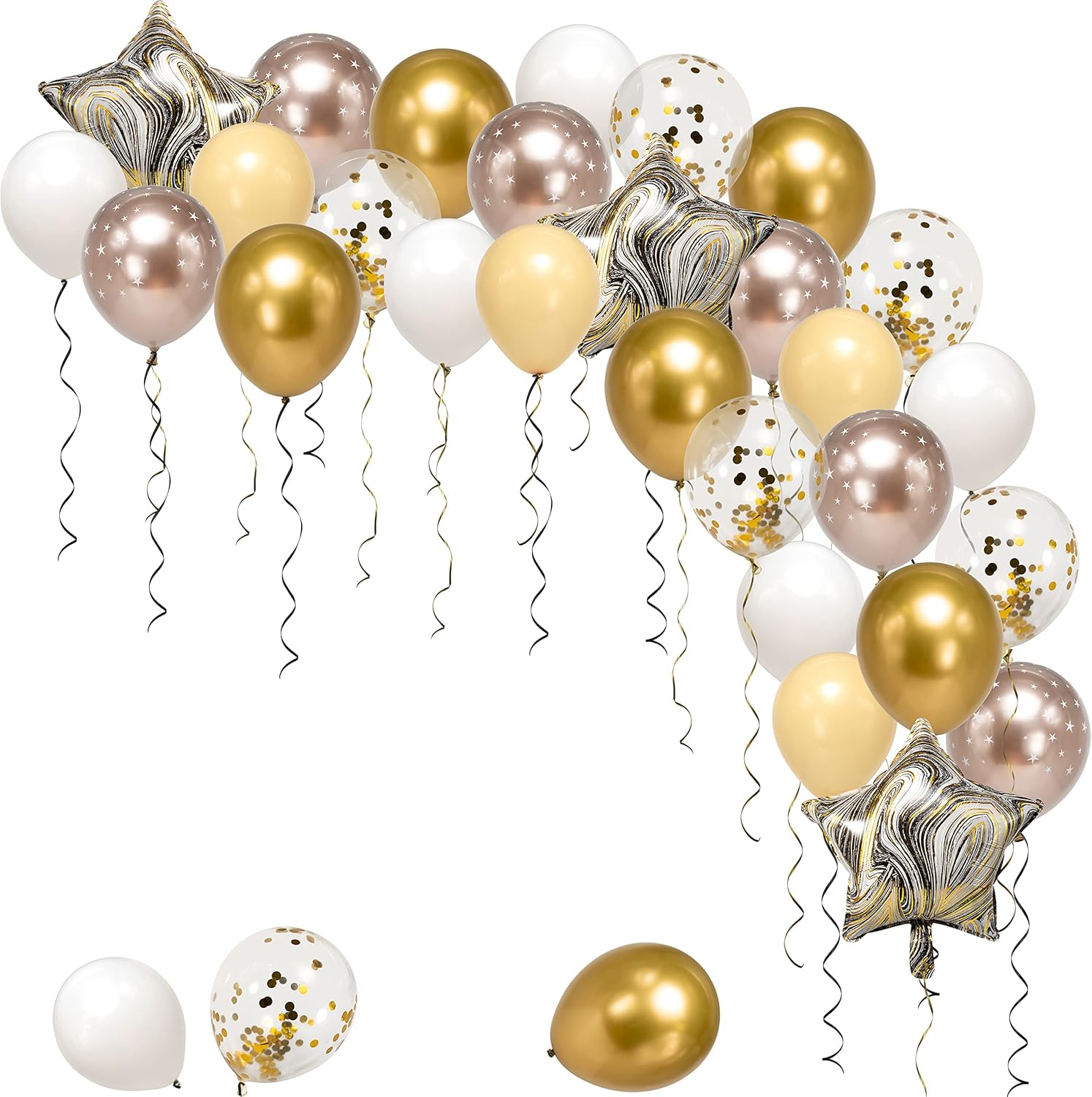 Decor365 Globos dorados champán, guirnalda dorada para decoración de fiesta, globos metálicos de confeti para cumpleaños, despedida de soltera, baby