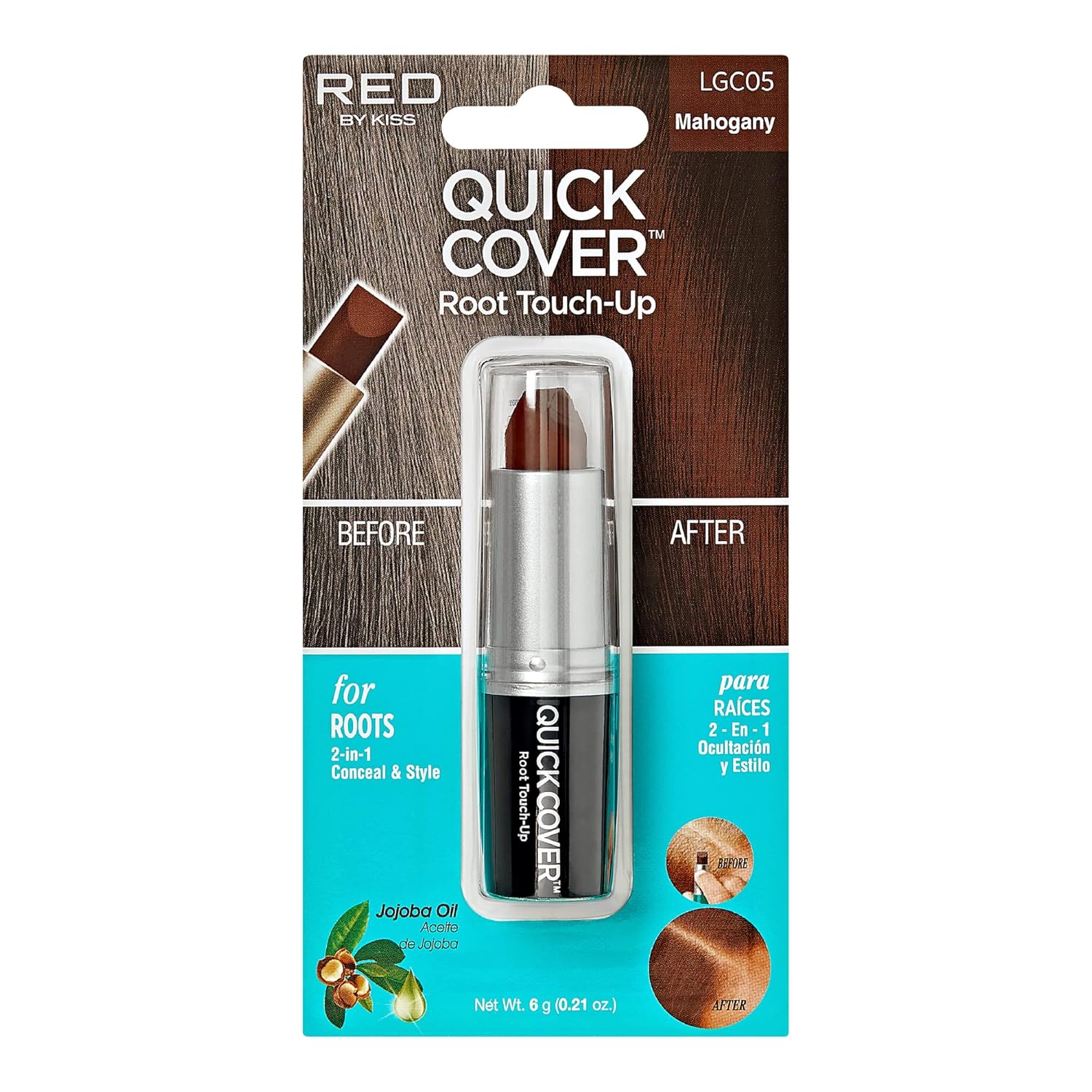 Kiss Tapa rápida Cabello gris retoque húmedo Stick Type KGC (marrón)