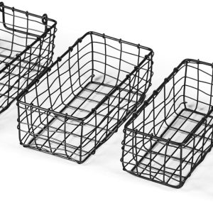 BIRDROCK HOME 4 cestas de alambre anidadas, color negro, cesta de organización para cajones de cocina, despensa o armario, contenedores apilables de BIRDROCK HOME 4 cestas de alambre anidadas, color negro, cesta de organización para cajones de cocina, despensa o armario, contenedores apilables de