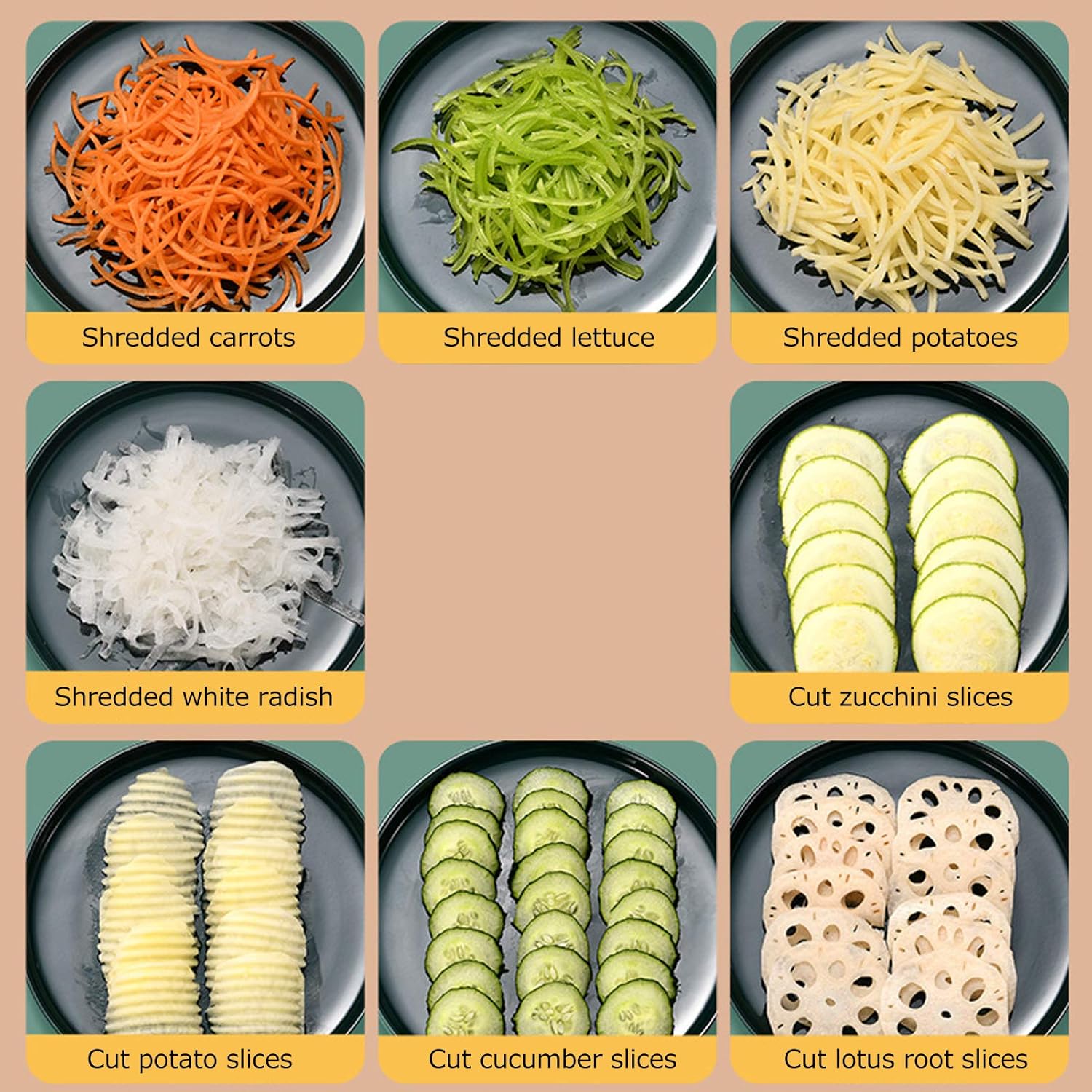 Rallador giratorio manual, rebanador de verduras, rotación de arranque manual, rallador de verduras, triturador de queso con 3 tipos de cuchillas,