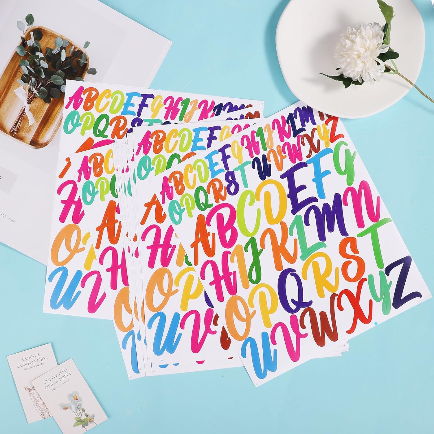 10 hojas de calcomanías con letras mayúsculas, calcomanías de vinilo del alfabeto de 12 pulgada, calcomanías autoadhesivas para pósteres, ventanas,
