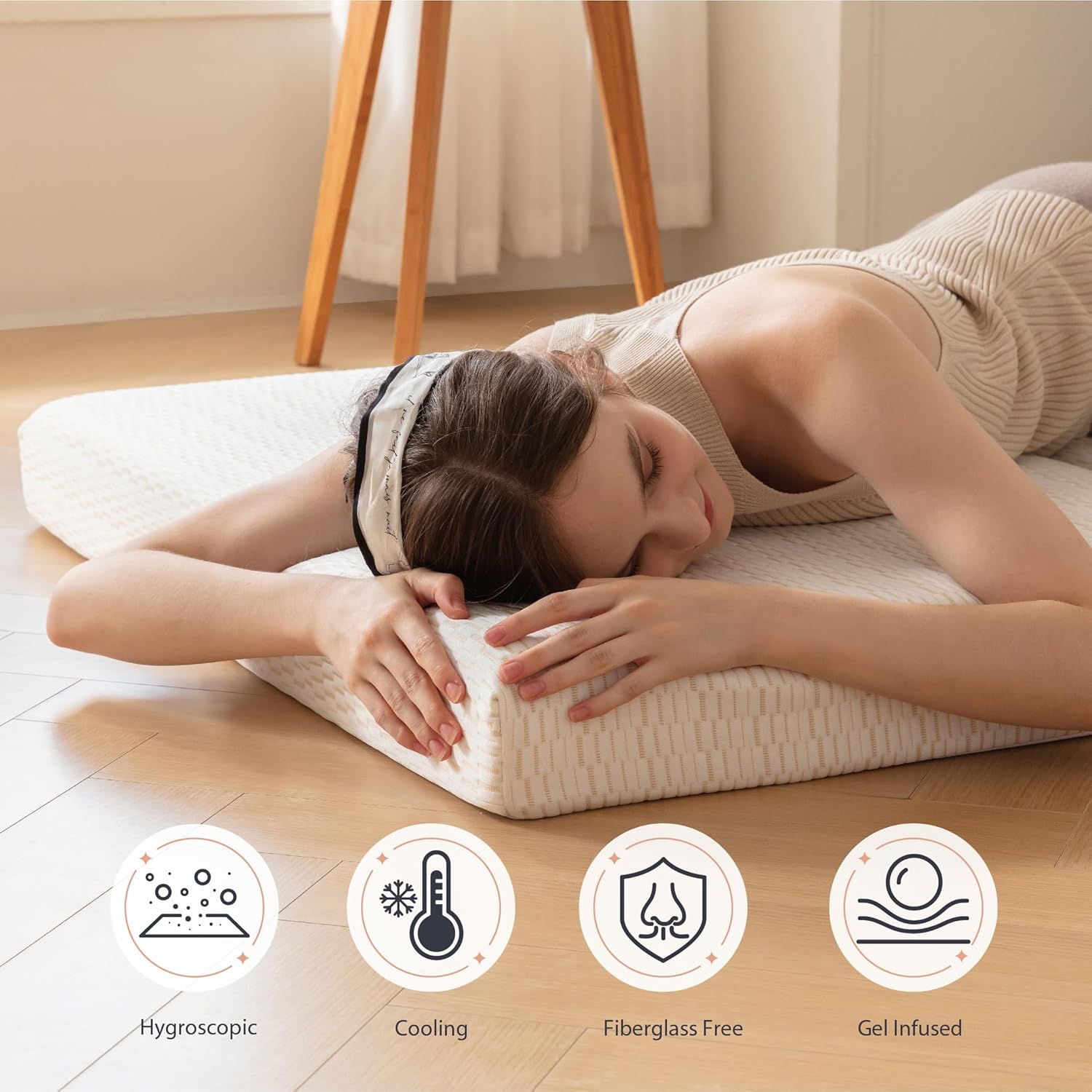 Colchón plegable, cubrecolchón de espuma viscoelástica triple portátil de 4 pulgadas, certificado CertiPUR-US, con funda lavable, cama de invitados