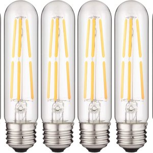 Sunlite 41150 – Bombilla tubular de filamento LED T10, 6 vatios (equivalente a 60 W), 600 lúmenes, base E26 media, regulable, 5.039 in, Sunlite 41150 – Bombilla tubular de filamento LED T10, 6 vatios (equivalente a 60 W), 600 lúmenes, base E26 media, regulable, 5.039 in,