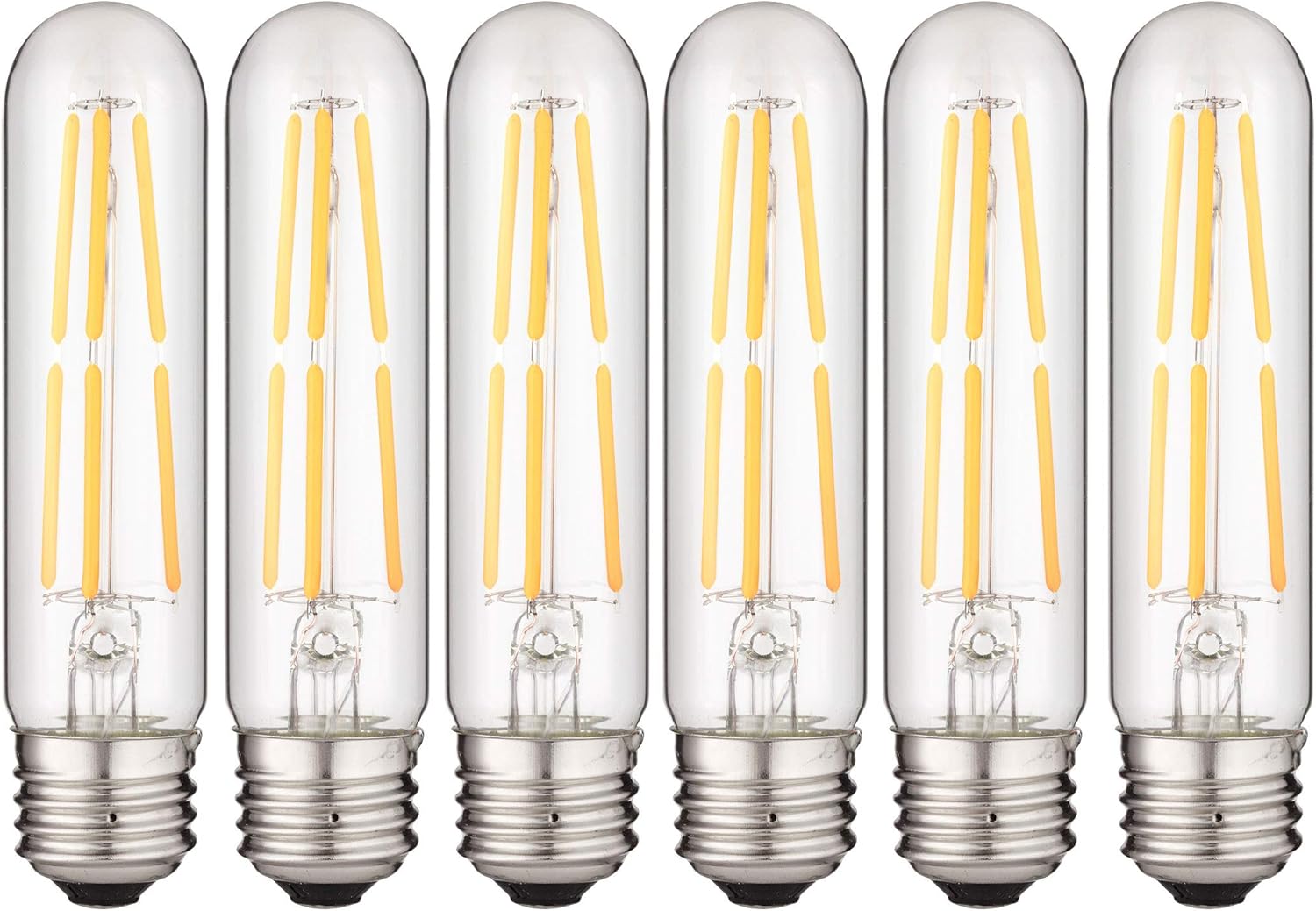 Sunlite 41150 – Bombilla tubular de filamento LED T10, 6 vatios (equivalente a 60 W), 600 lúmenes, base E26 media, regulable, 5.039 in,