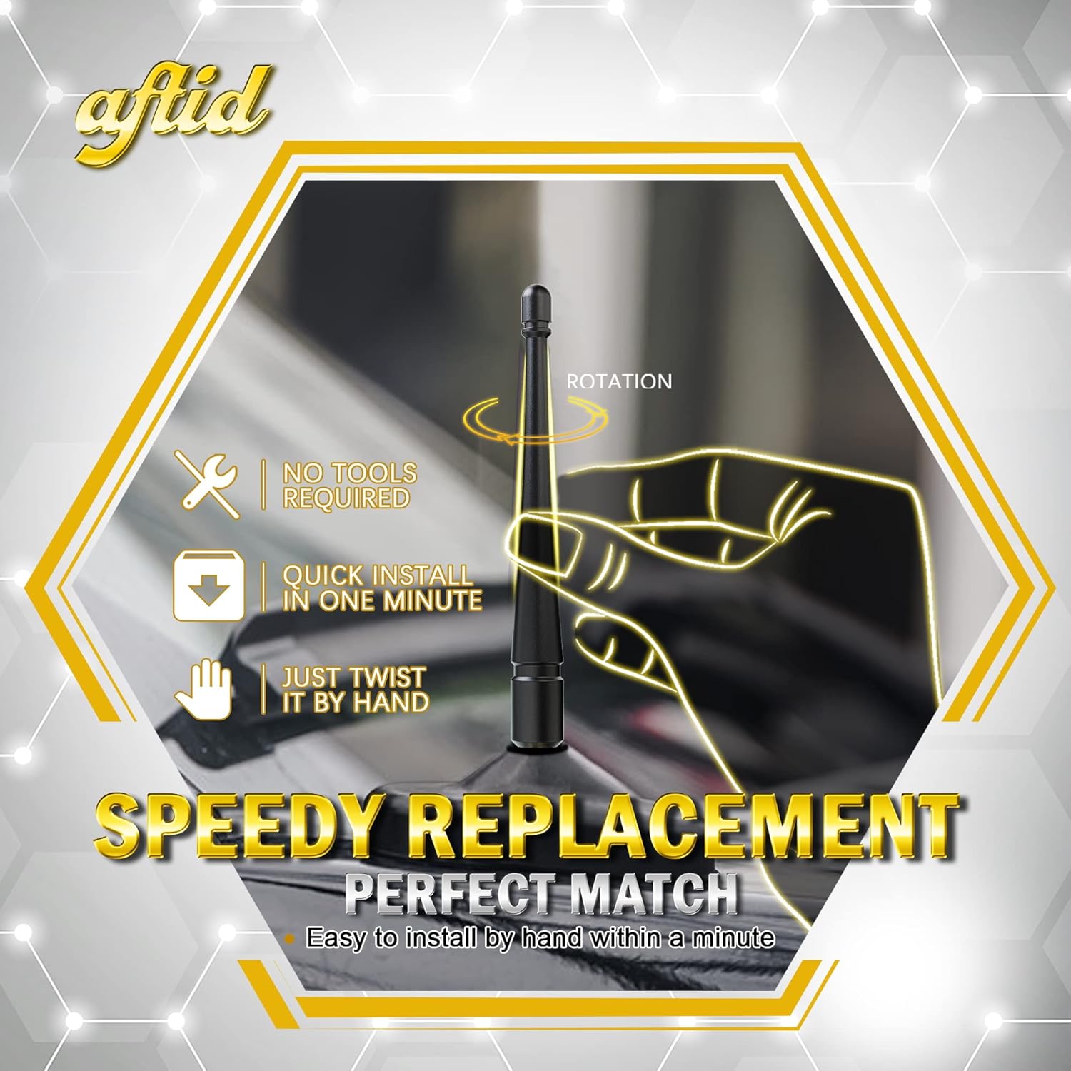 Antena rechoncha de aluminio de 4 pulgadas compatible con Ford F150 1997-2024