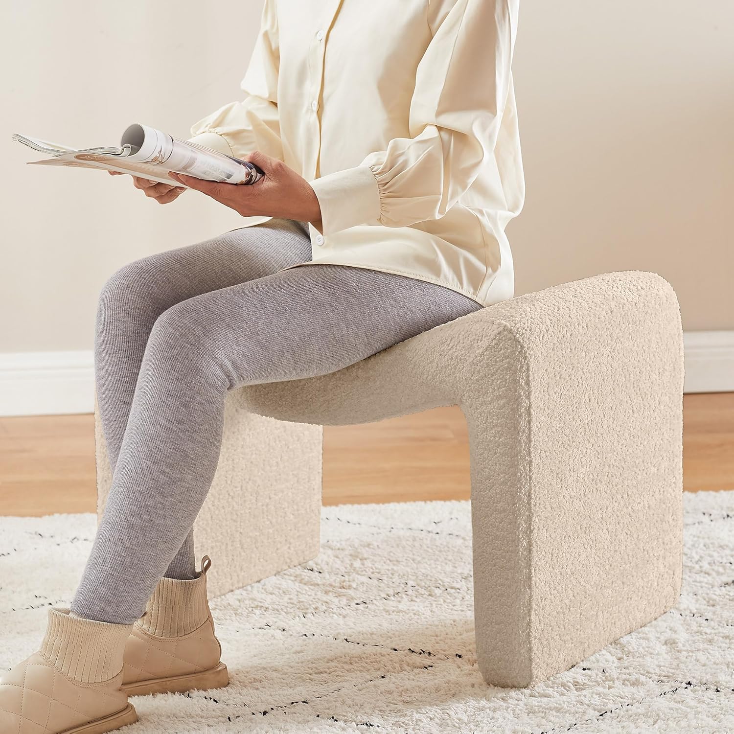 Taburete otomano grande, taburete moderno multifuncional, reposapiés para sofá, asiento adicional para sala de estar, entrada, pasillos y dormitorios