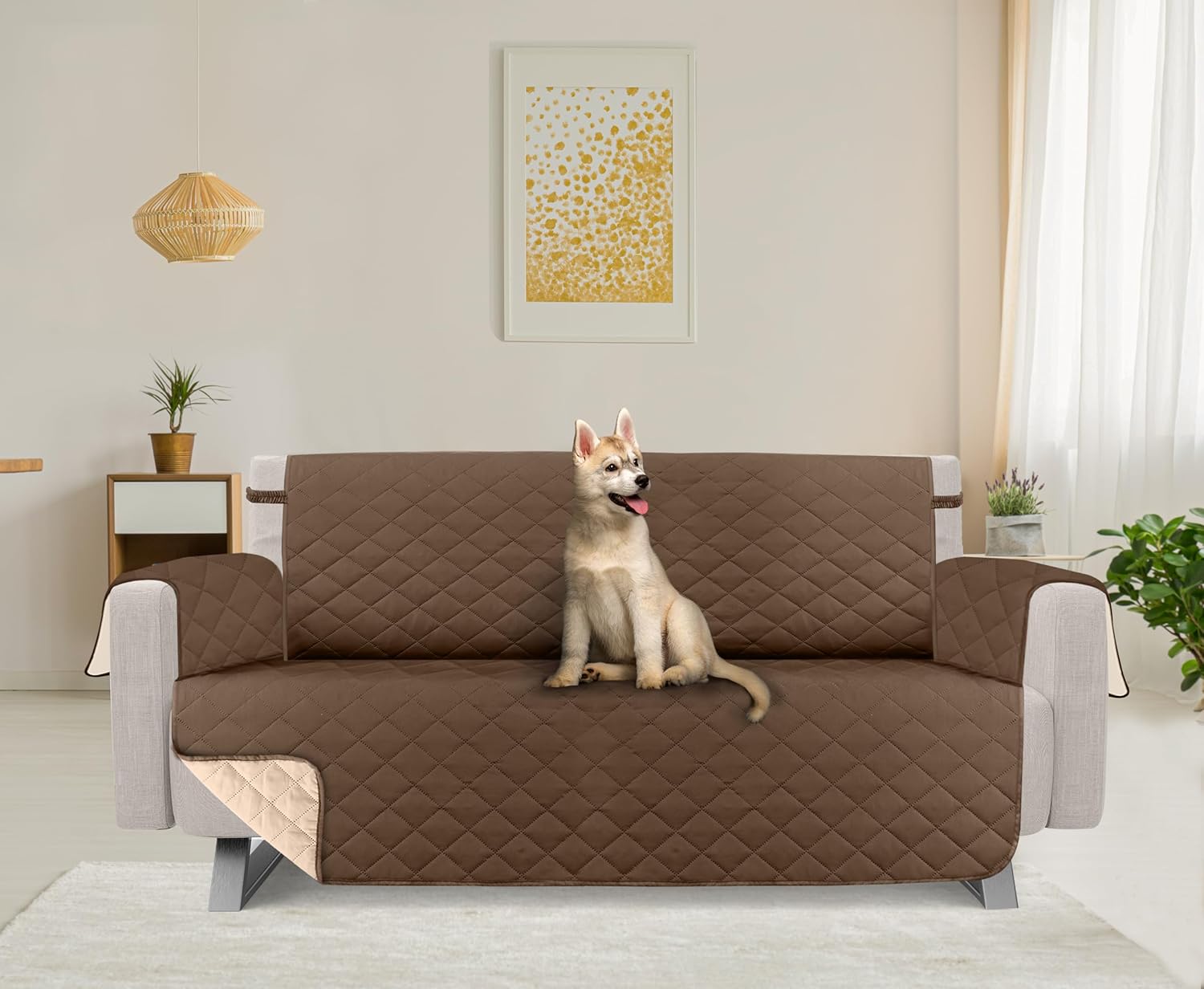 Utopia Bedding Funda reversible para sofá biplaza de 2 cojines, resistente al agua, protector de muebles con varillas de espuma y correas elásticas