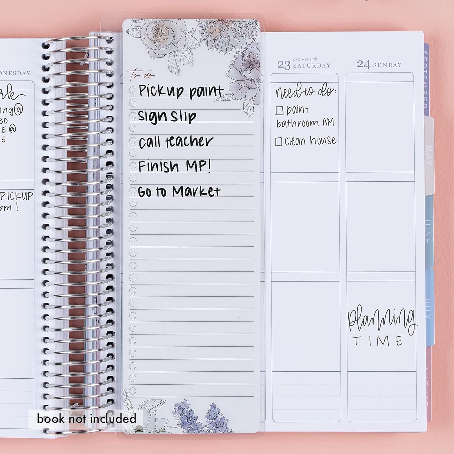 Tablero de lista de tareas pendientes en Flora, tablero de doble cara y borrado en húmedo. Puedes encajar en tu agenda o carpeta en espiral, abordar