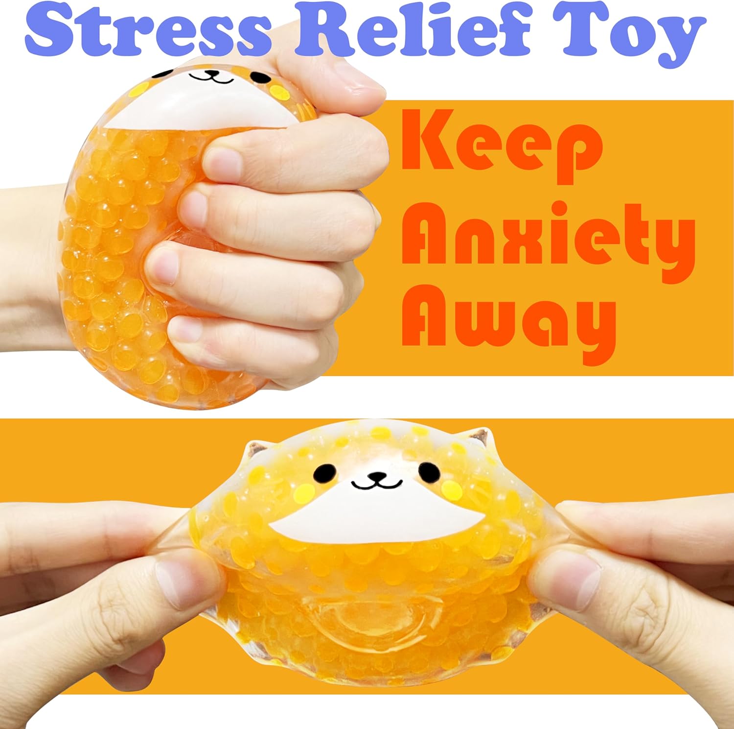 Juguetes esponjosos Shiba Lnu naranja, bolas de estrés de animales para adultos (paquete de 1) bola antiestrés, juguetes para adultos, regalos de
