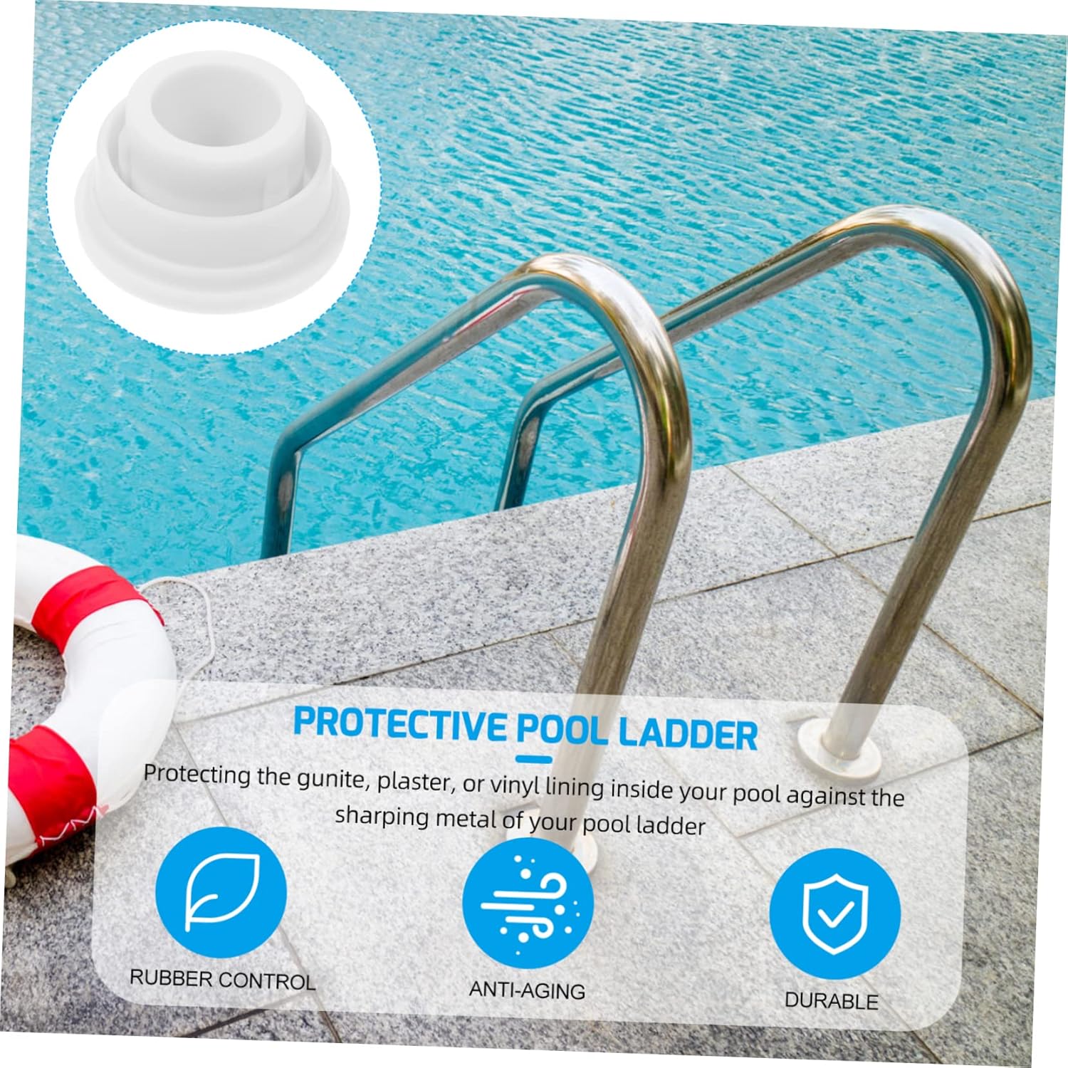 Tapón de goma para piscina, escalera mecánica, accesorios blancos, accesorios de escalera, flotador, escalera de piscina, tapones de agujero de