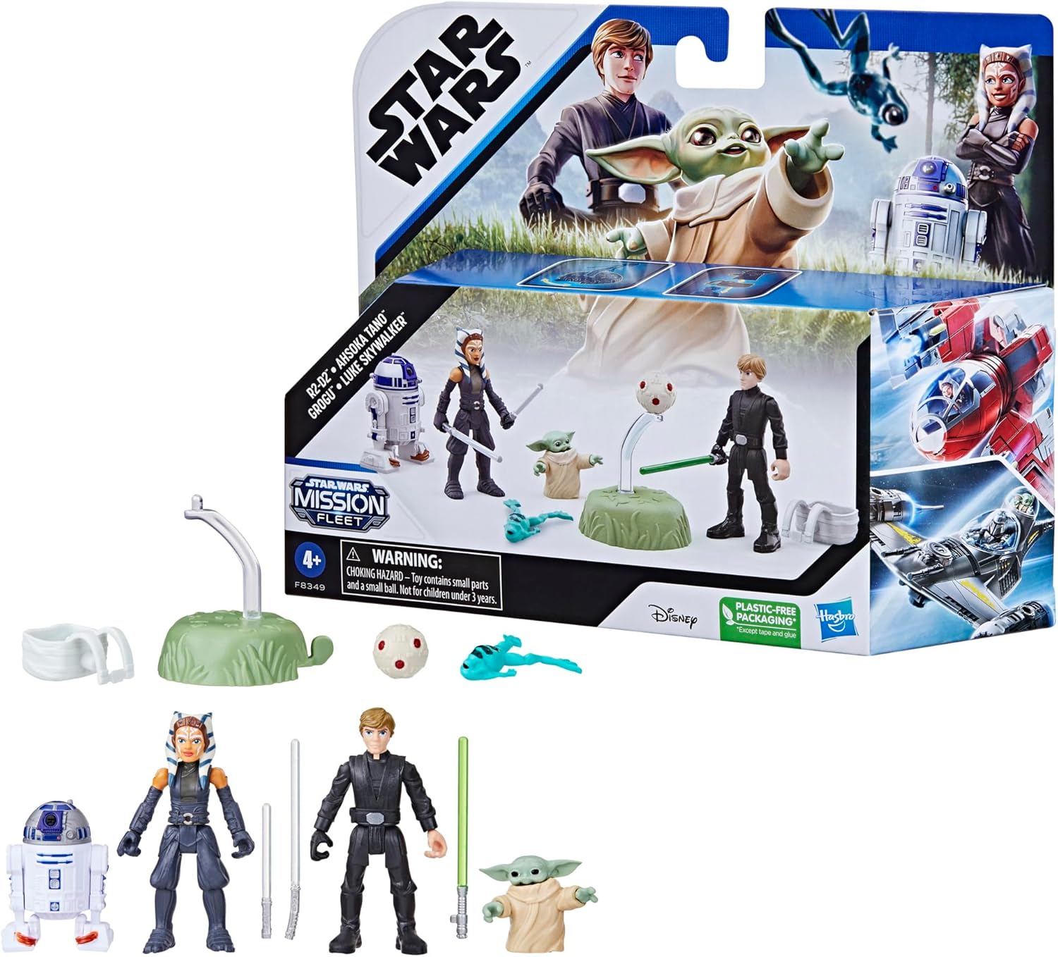 STAR WARS Mission Fleet, juego de figuras de acción Grogu a escala de 2.5 pulgadas con 4 figuras y 7 accesorios, juguetes para niños y niñas de 4