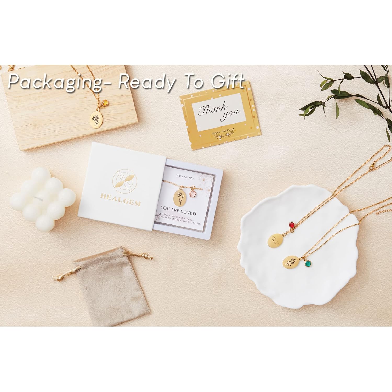 Birth Flower Necklaces for Women Trendy, 18K Gold Plated Dainty Birthstone Pendant Necklace Handmade Oval Coin Birthday Gifts for Women Girls Teens