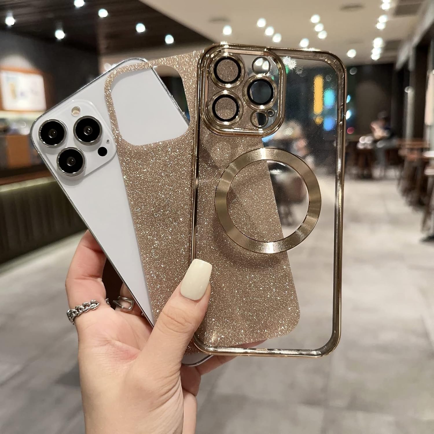 Funda magnética compatible con iPhone 11 de 6.1 pulgadas compatible con MagSafe con protector para lente de cámara, bonita funda transparente con