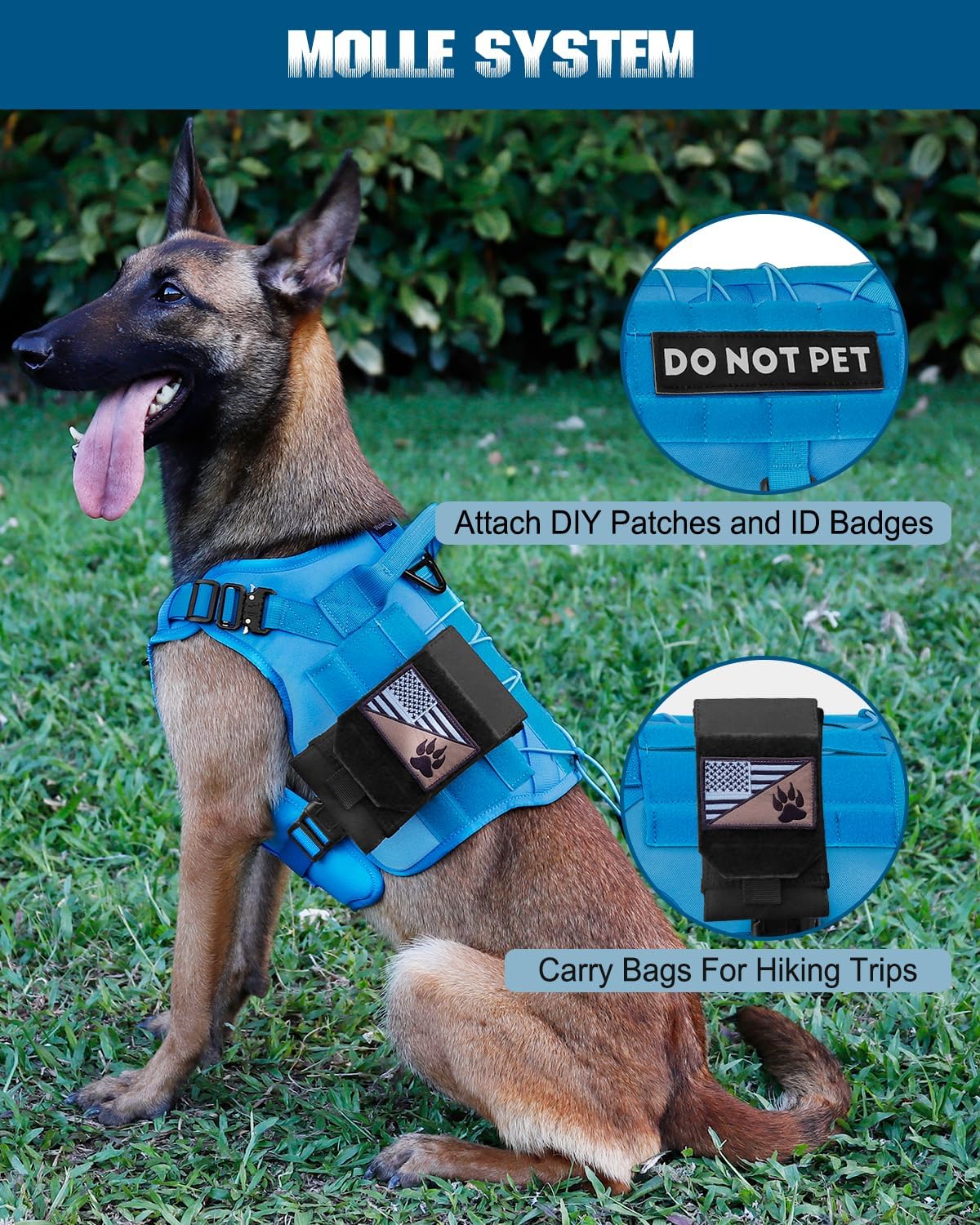 PETNANNY Arnés táctico para perros, arnés de servicio para perros de apoyo emocional, chaleco para perros medianos y grandes, chaleco para perro ESA
