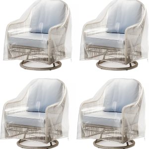 IndigoTempest9 Paquete de 4 fundas para sillas giratorias para exteriores, impermeables, resistentes, para sillas mecedoras de patio, para muebles IndigoTempest9 Paquete de 4 fundas para sillas giratorias para exteriores, impermeables, resistentes, para sillas mecedoras de patio, para muebles