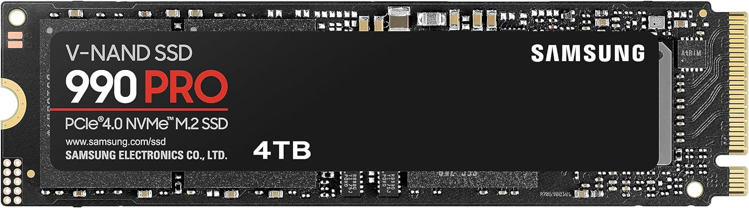 SAMSUNG 990 PRO SSD 4TB PCIe 4.0 M.2 2280 Disco duro interno de estado sólido, velocidades de lectura secuenciales de hasta 7,450 MBs para