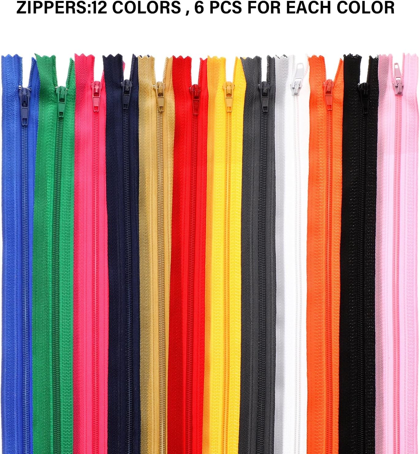 Zeyune 72 cremalleras de nailon a granel de 12 pulgadas, cremalleras de bobina de nailon, cremalleras de costura para bolsas de mano, manualidades
