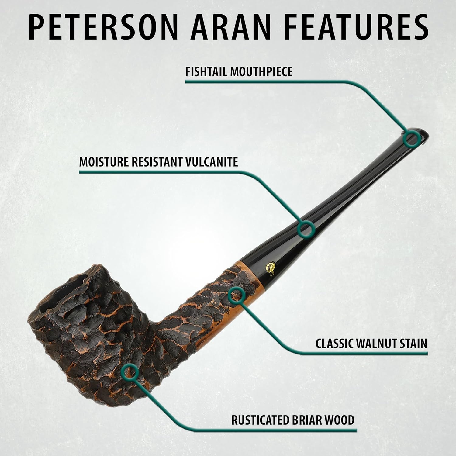 Peterson Pipas Aran Tobacco Pipe – Pipa de brezo mediterráneo, pipa de tabaco irlandés de madera hecha a mano, pipa pequeña única hecha a mano en
