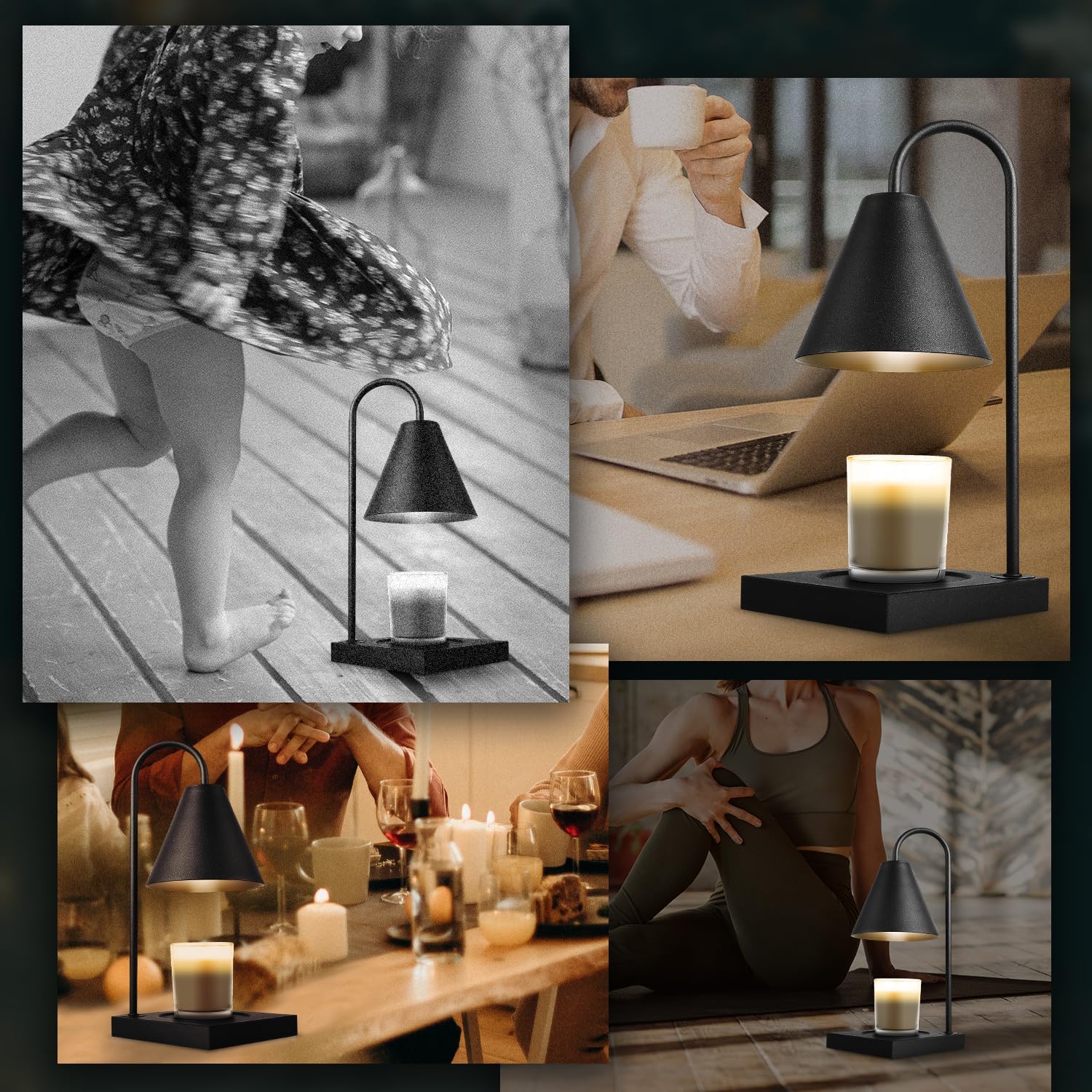 Lámpara calentadora de velas regulable, se adapta a tarros grandes, linterna eléctrica de metal para velas perfumadas, ajuste universal para fusión