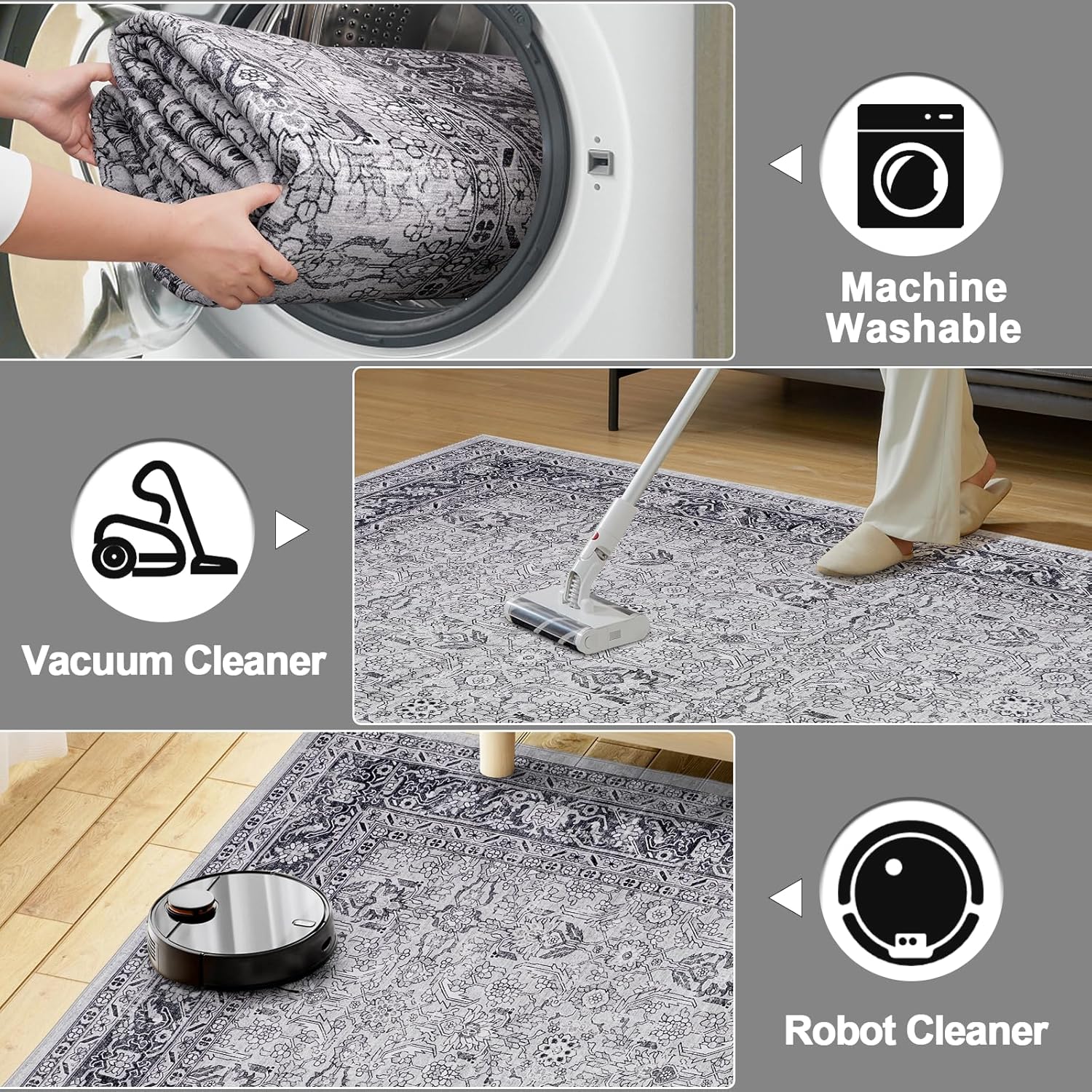 Alfombras de área para sala de estar y dormitorio alfombra de 3 x 5 lavable a máquina con respaldo antideslizante no desprende pelo resistente a las