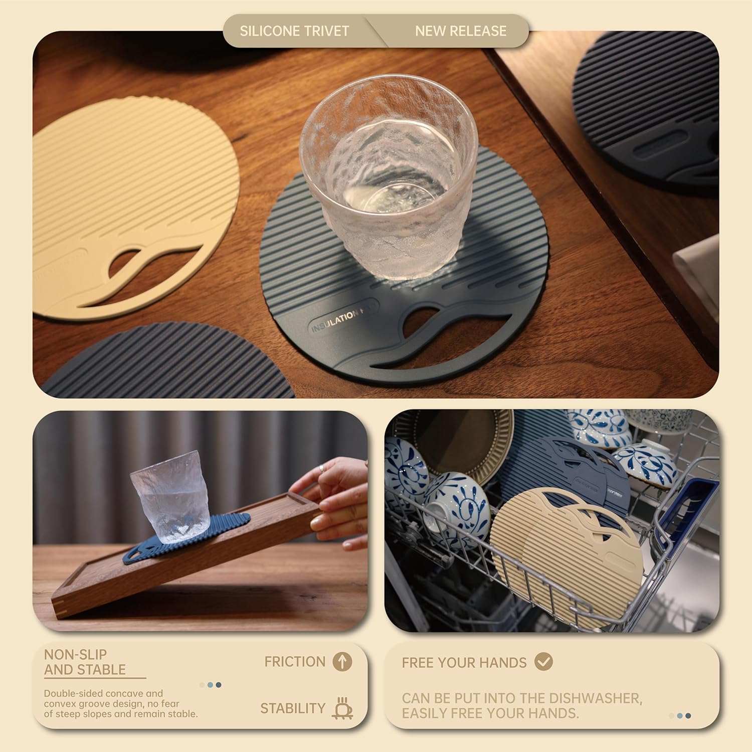 Salvamanteles de silicona para platos calientes, salvamanteles resistentes al calor para ollas y sartenes calientes, almohadillas calientes