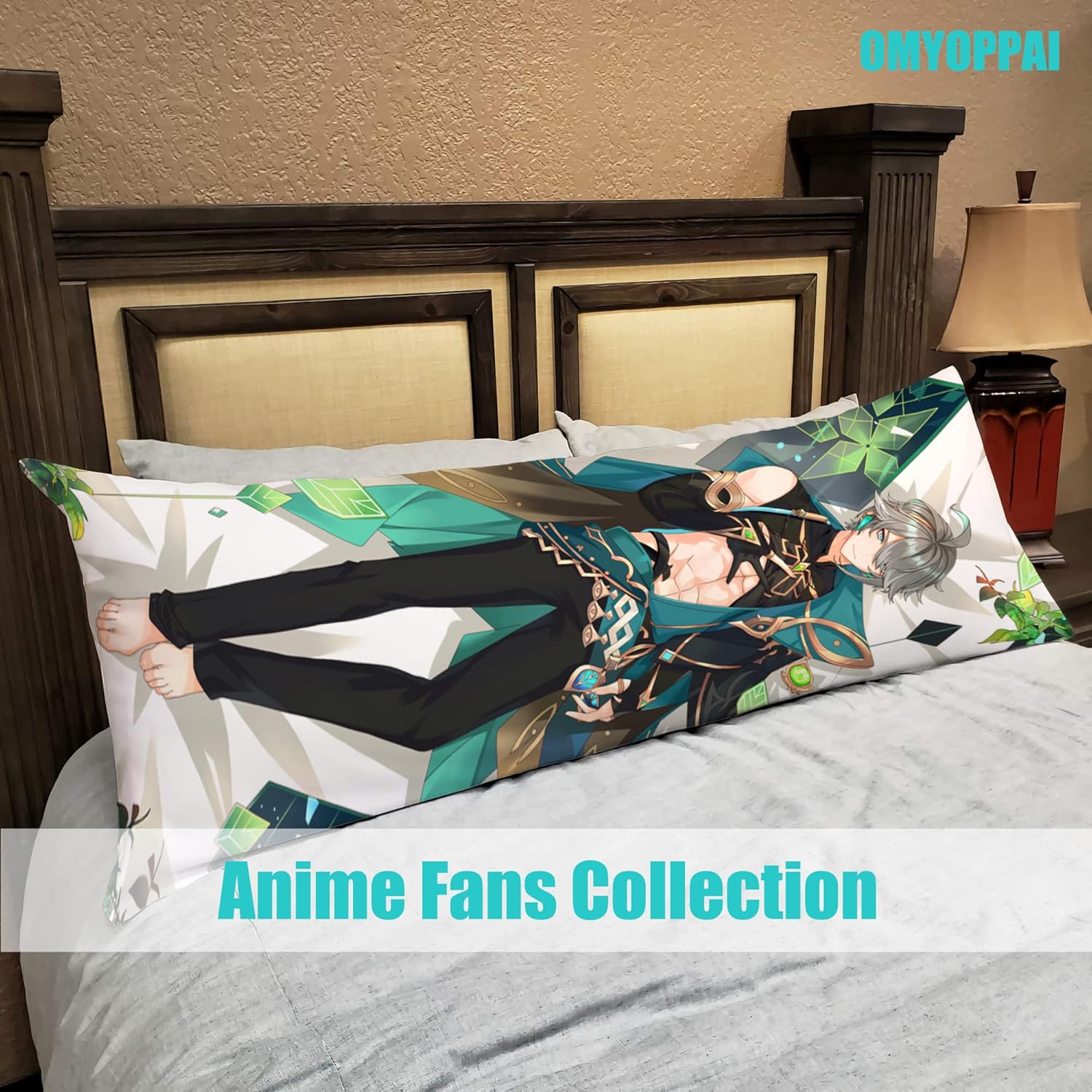 Anime Genshin Impact – Funda de almohada para abrazar el cuerpo, 19 x 59 pulgadas, funda de almohada decorativa con estampado de doble cara