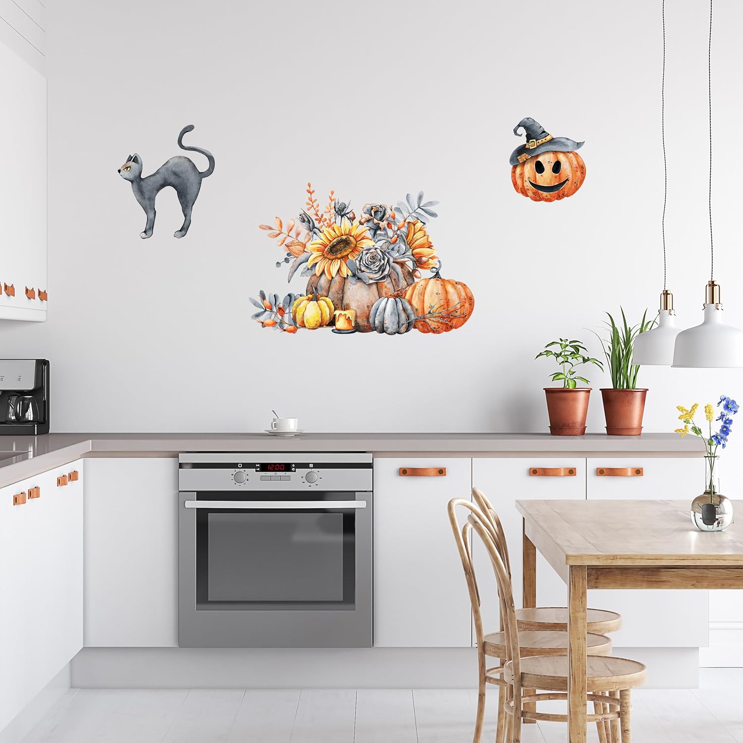 Decalcomania – Calcomanías de pared para Halloween, juego de 31 calcomanías de decoración de calabazas de otoño para sala de estar, dormitorio,