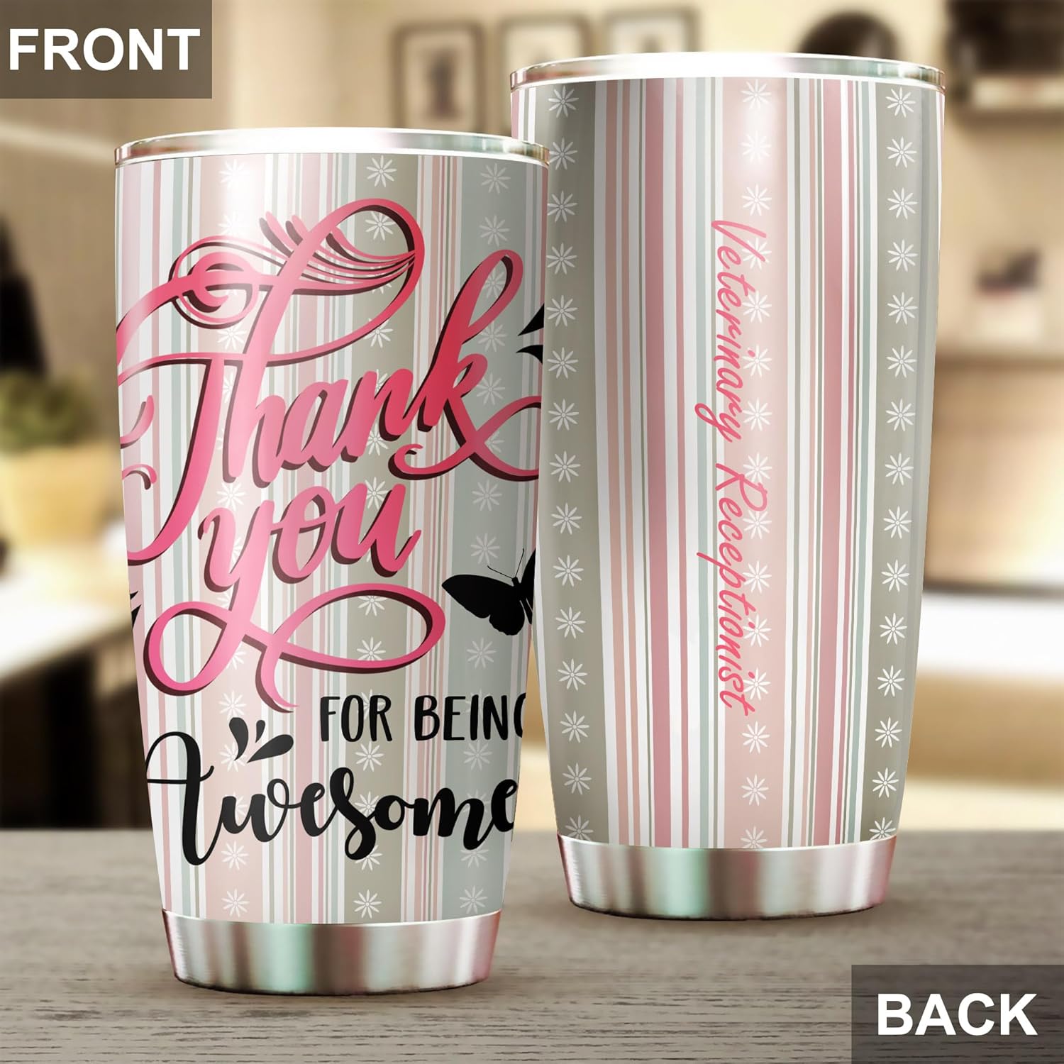 Vaso de recepcionista veterinario de acero inoxidable de 20 onzas, regalos de agradecimiento para compañeros de trabajo, hombres, mujeres, amigos