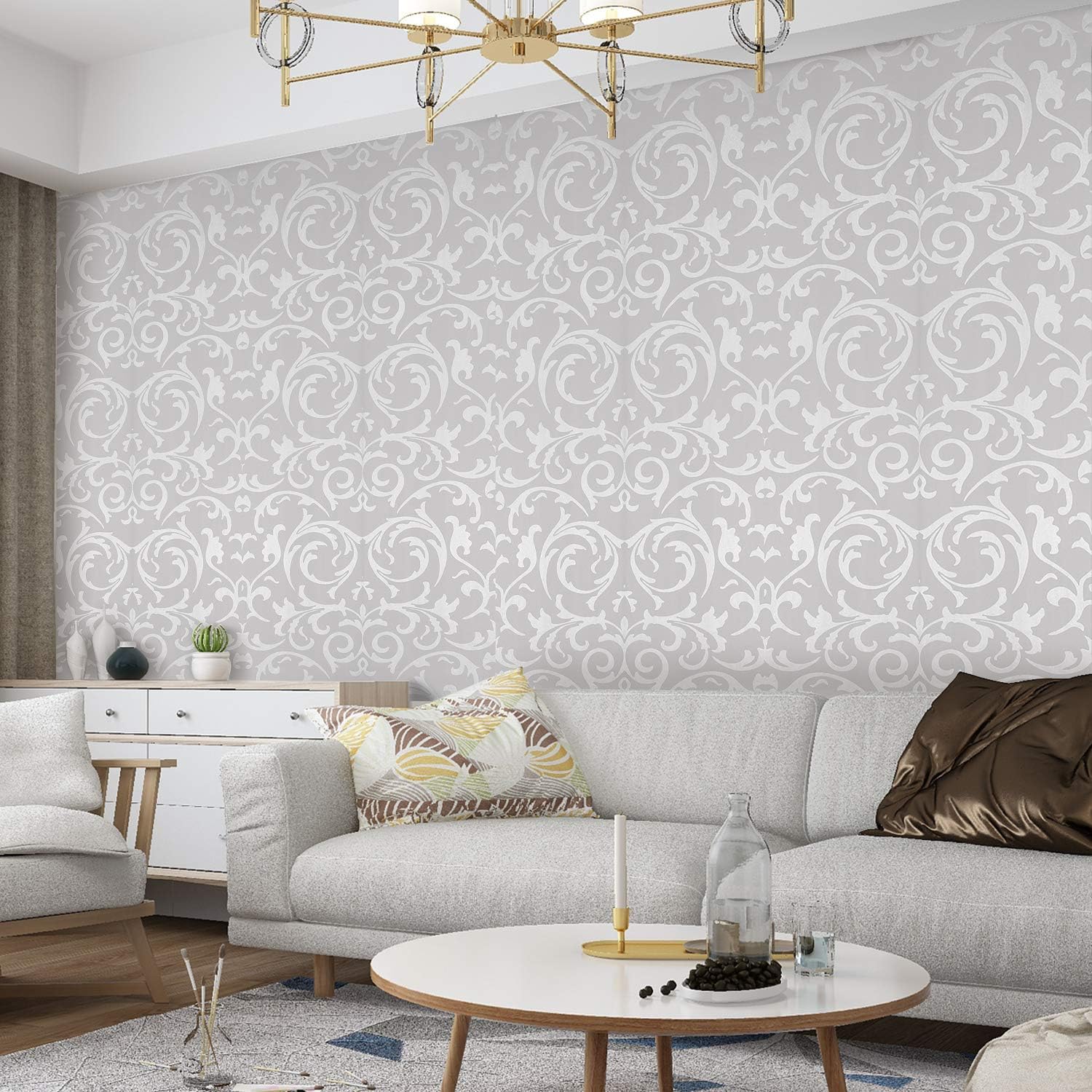 Papel tapiz plateado 3D, no tejido mate, patrón de flores plateadas, papel de pared para decoración del hogar, papel tapiz para sala de estar,