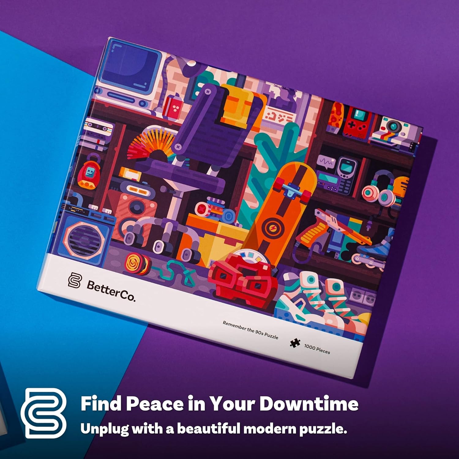 BetterCo. Remember The 90’s Puzzle, rompecabezas de azulejos para artes y manualidades, juguete de recreación para niños y adultos, decoración de