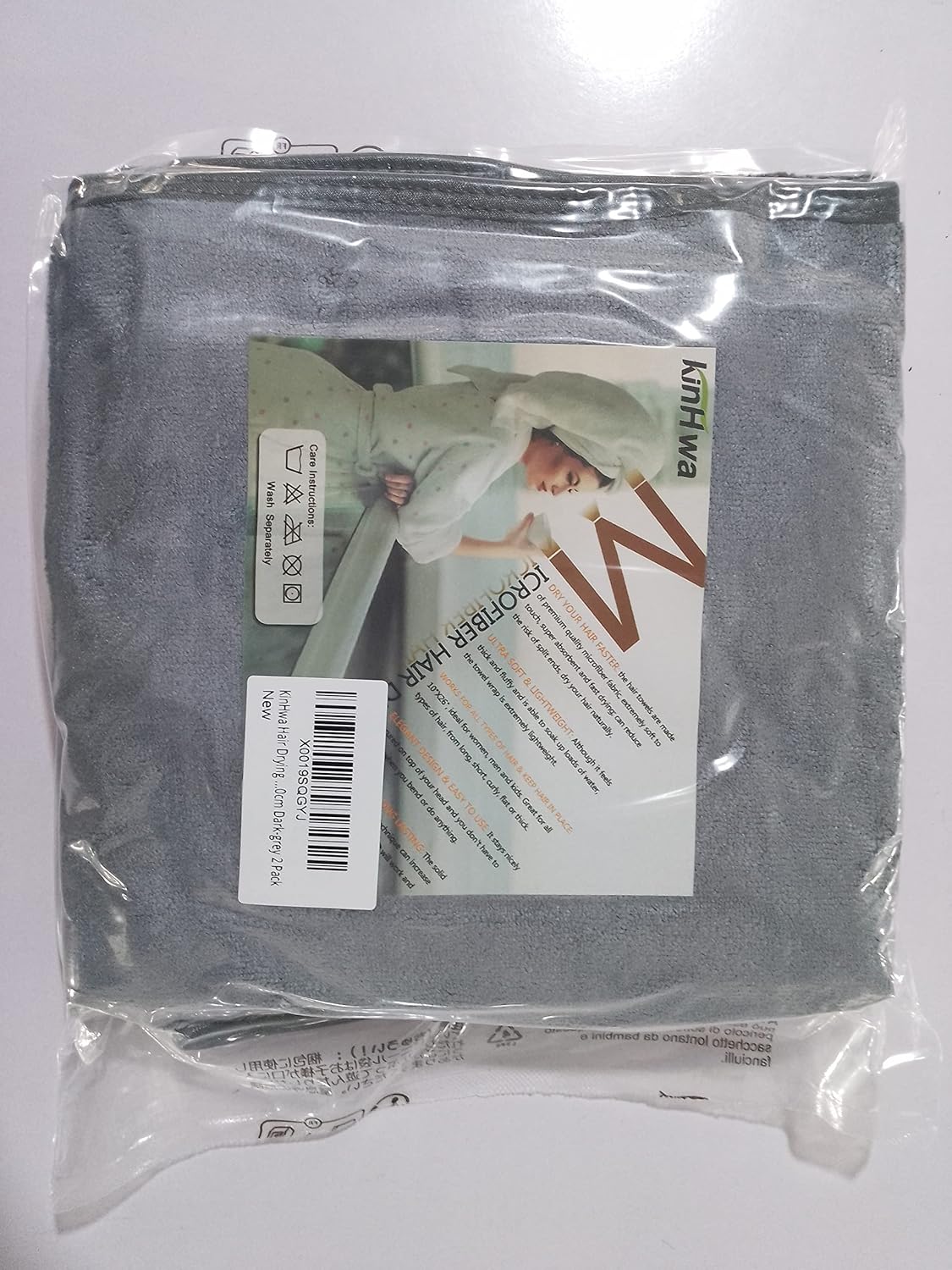 KinHwa Toalla de microfibra para el cabello, súper absorbente, de 28 x 12 pulgadas, toalla grande para cabello seco para mujeres, cabello húmedo