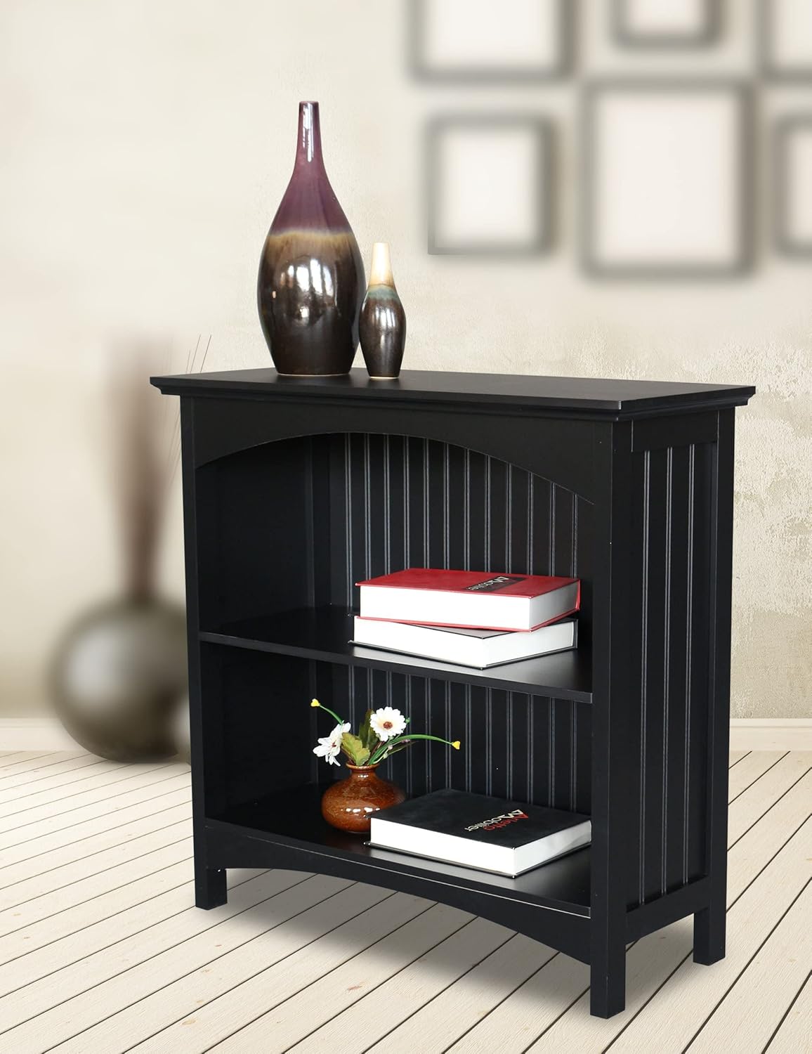 eHemco Estantería de 2 niveles con 2 soportes arqueados, 29 pulgadas, color negro