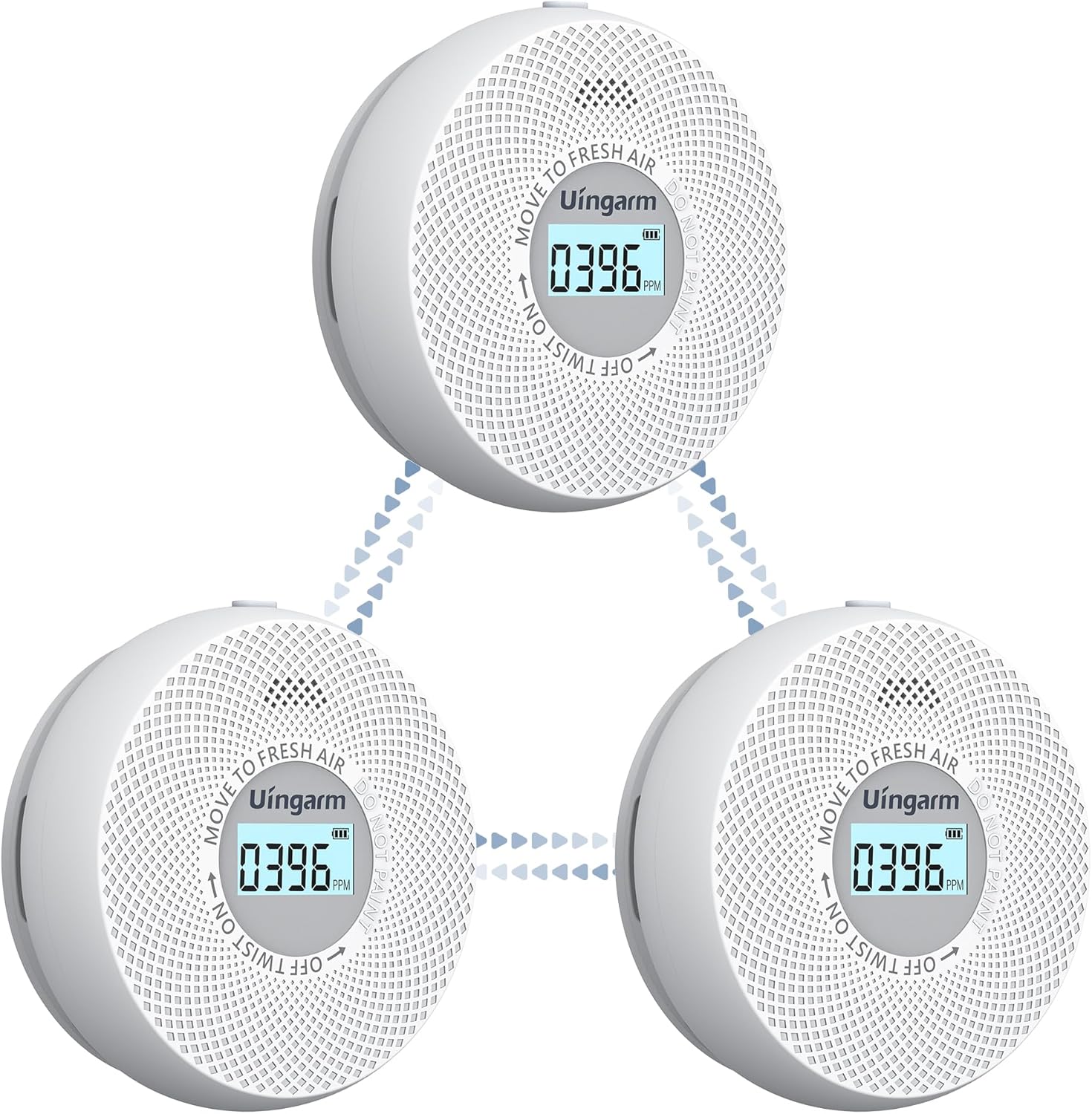 Uingarm Detector de humo y monóxido de carbono interconectado inalámbrico, alarma de incendio y CO alimentada por batería de 10 años, detector de