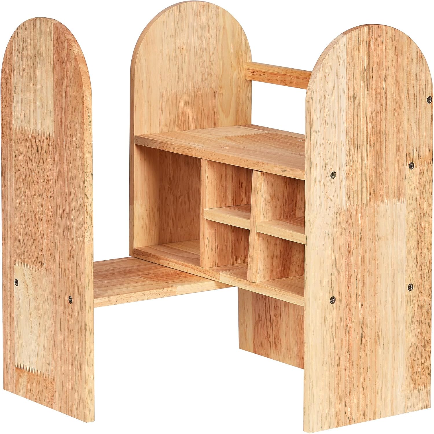 BEWISHOME Estante organizador de escritorio, estante de exhibición de madera ajustable, estante de almacenamiento de oficina, estantería de