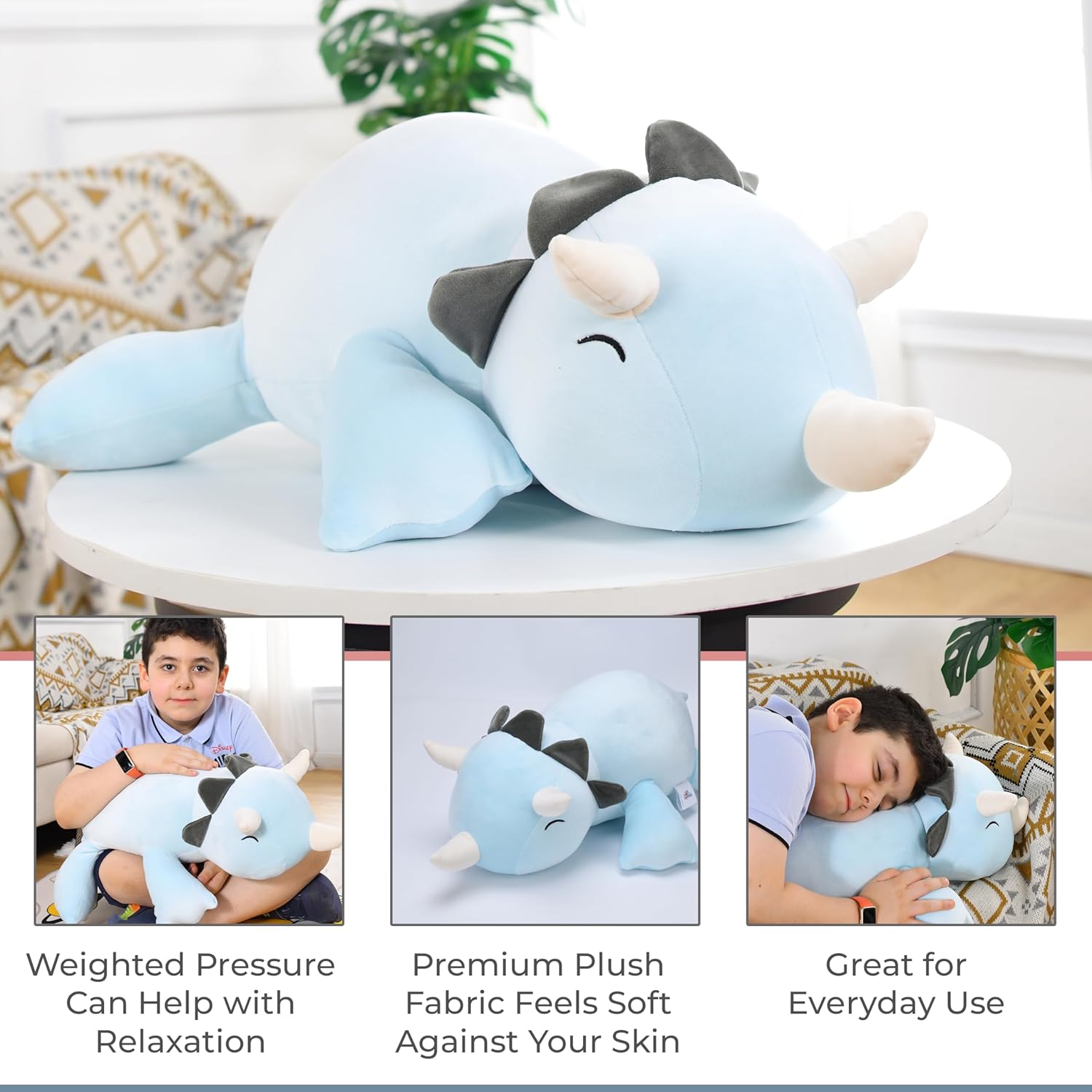 ZYSMALAT Animales de peluche con peso, 4 libras de peluche de dinosaurio con peso, peluche de unicornio, peluche de perezoso, animales de peluche