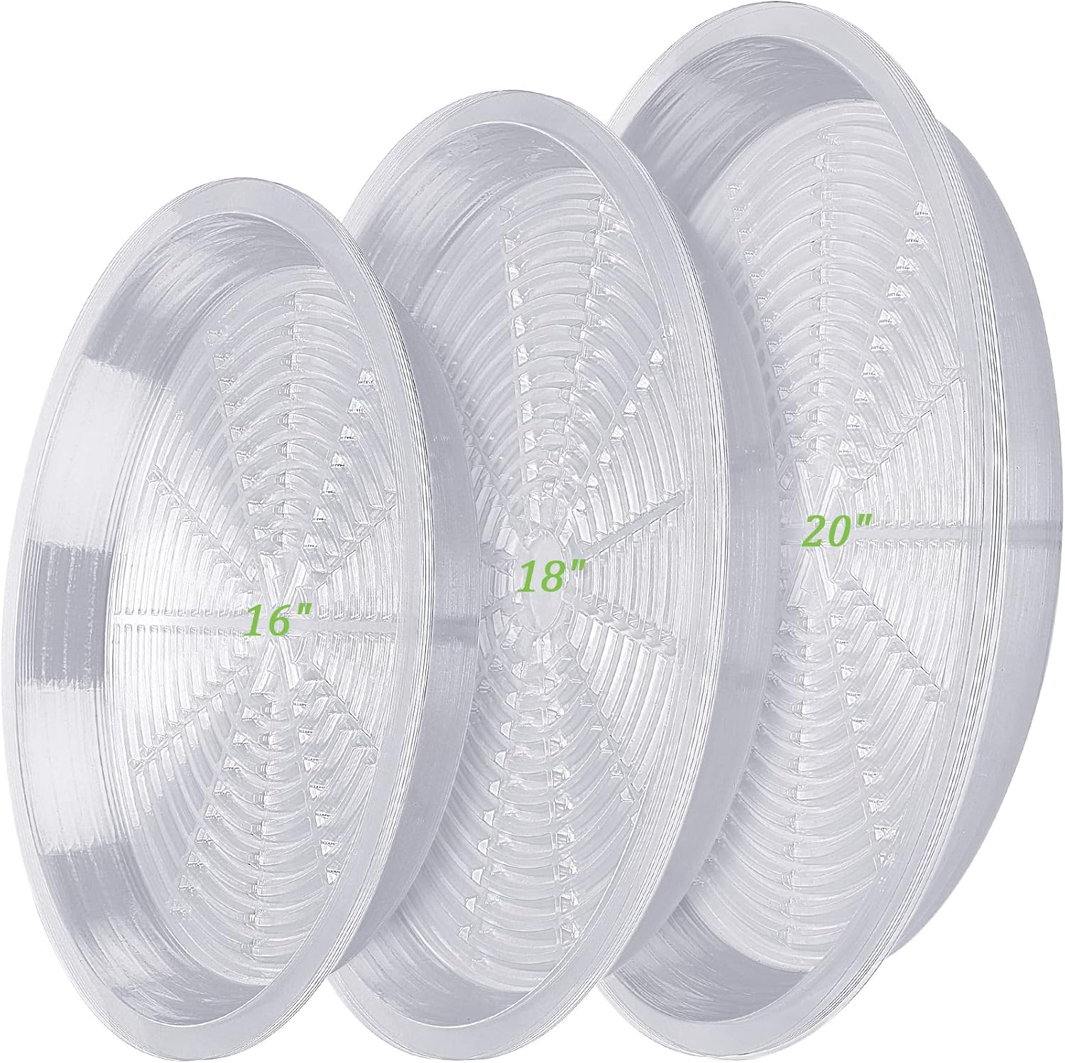 Paquete de 18 platillos grandes de plástico transparente para macetas, bandejas de goteo duraderas para plantas, placa de agua transparente, bandeja
